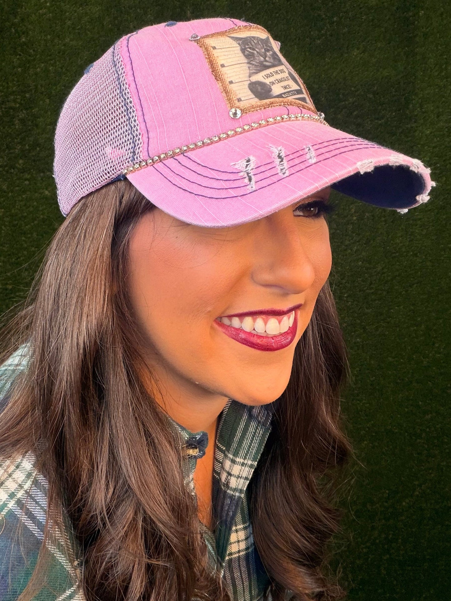 Cat Mugshot Baseball Cap - Pink