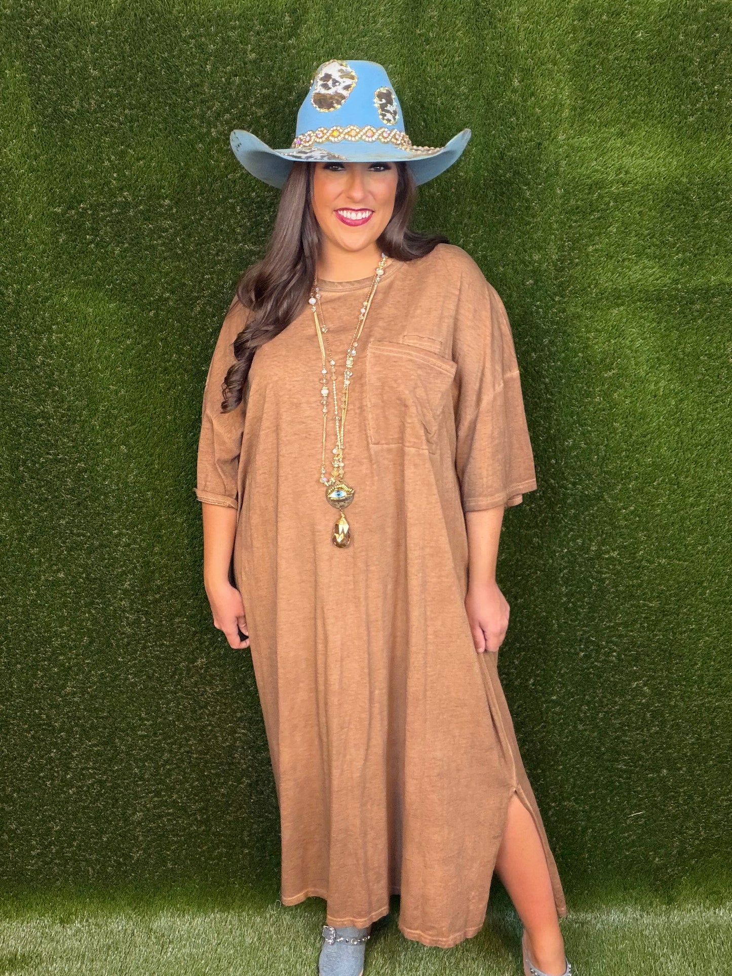 Cute Comfort Dress - Chocolate Brown