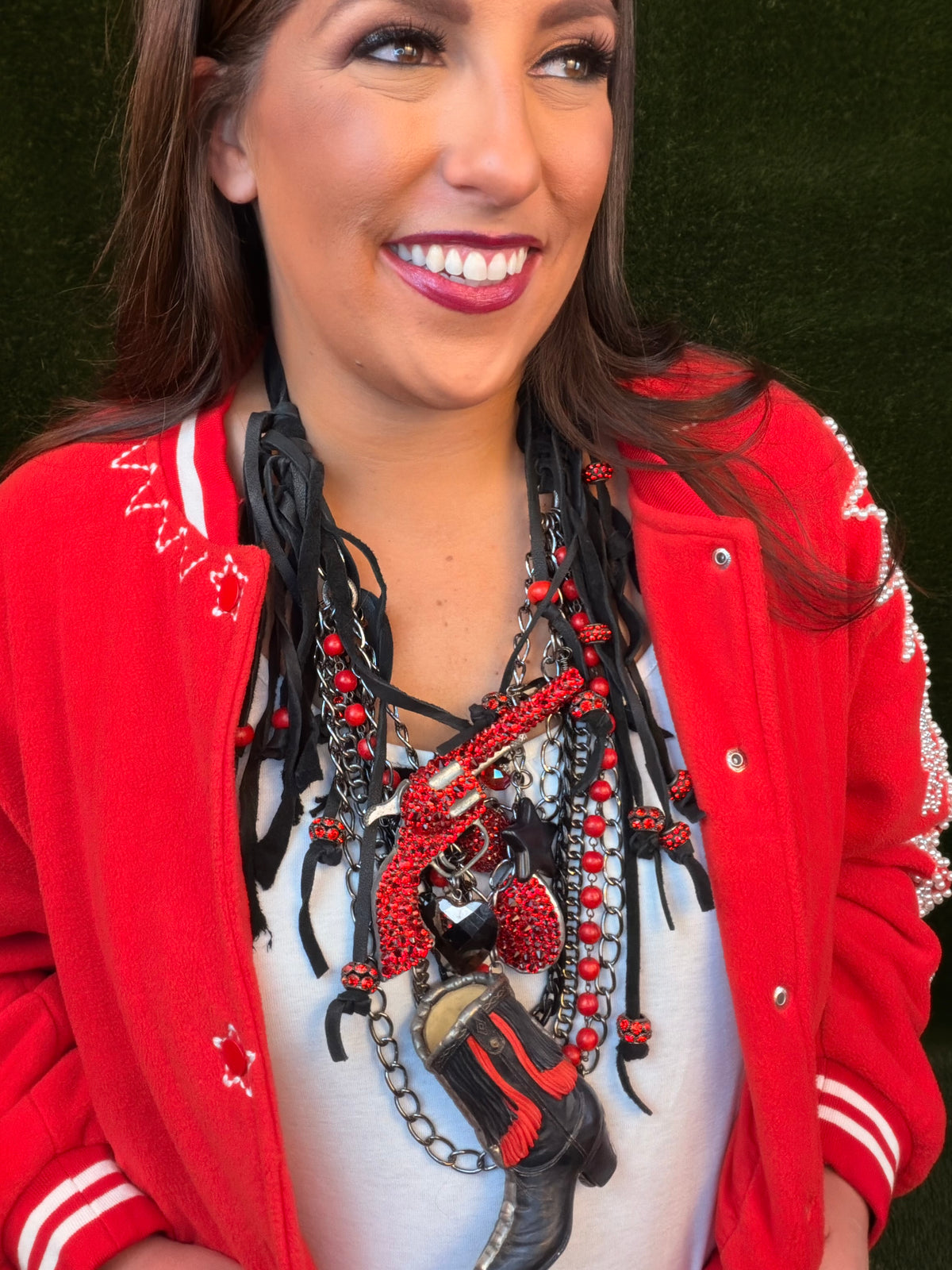 Raider Leather Necklace - Red
