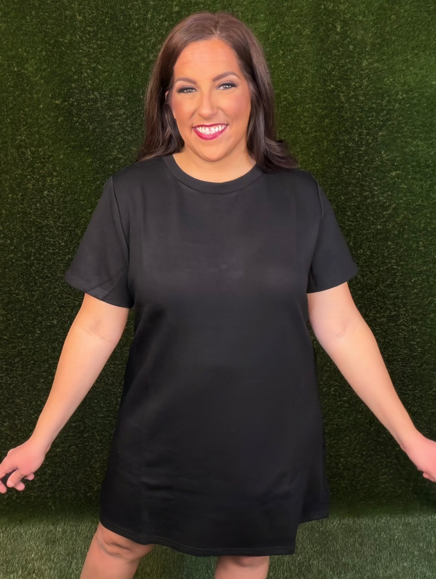 Short Solid T-Shirt Dress Black