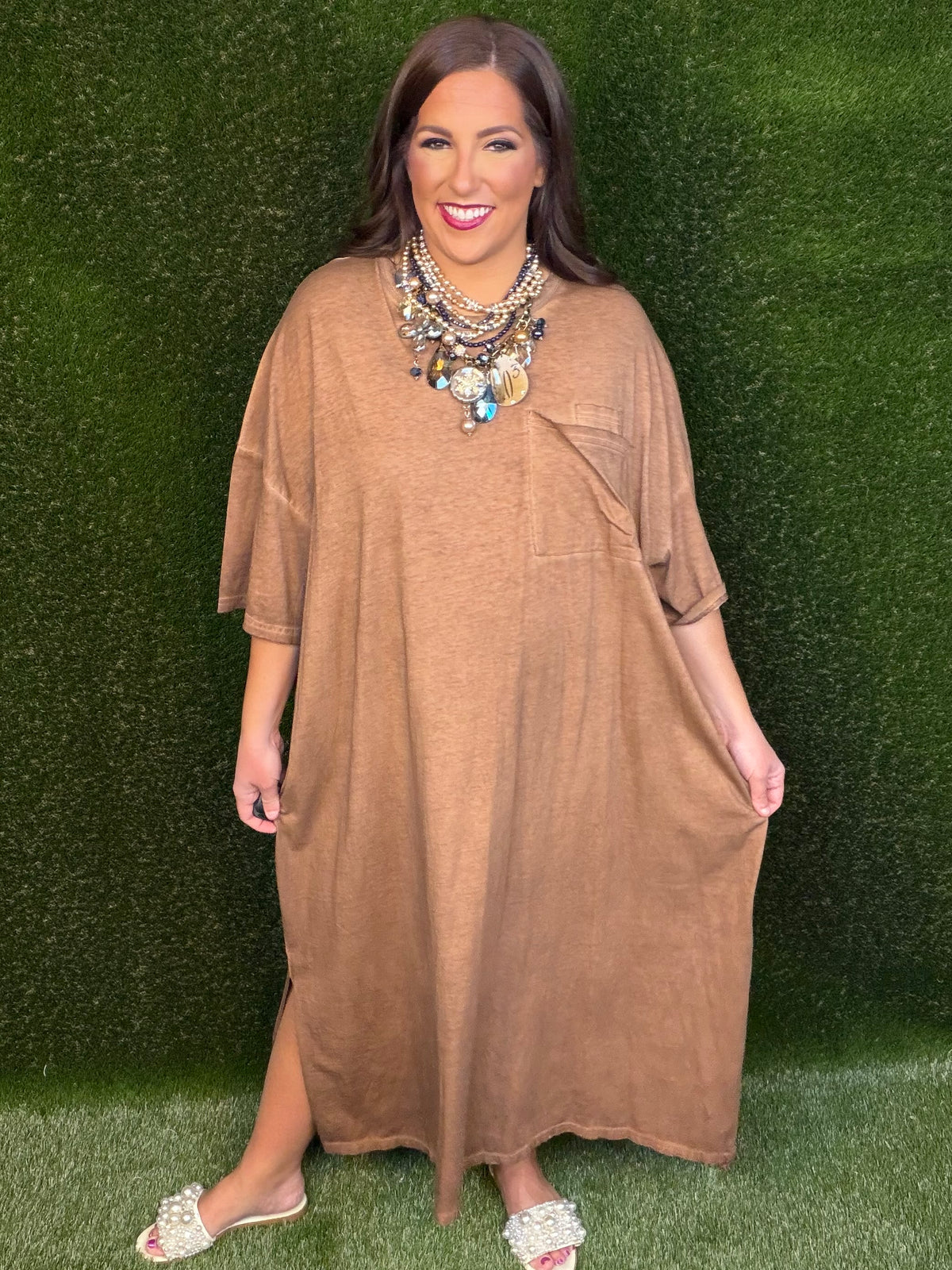 Cute Comfort Dress - Chocolate Brown