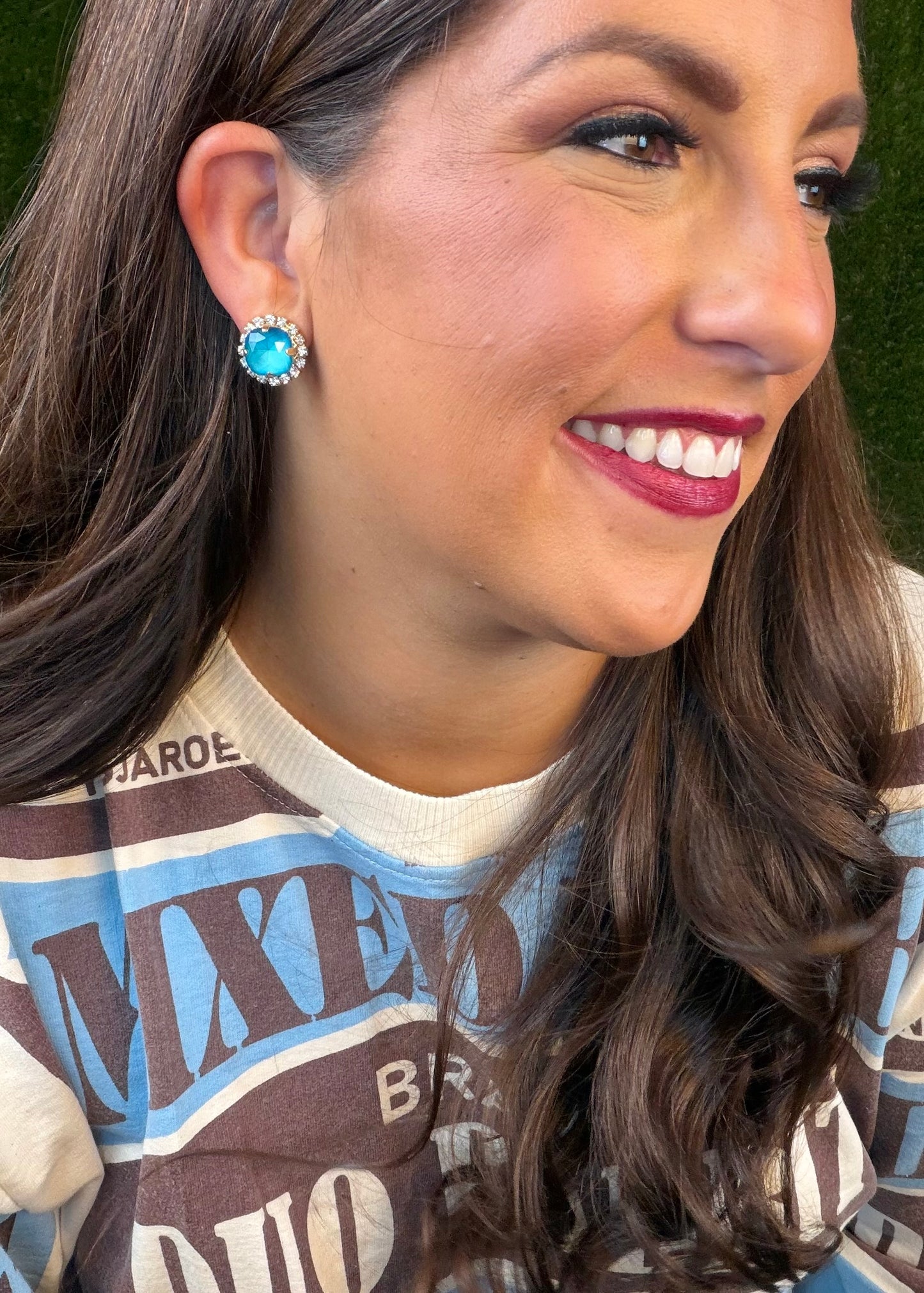 Mega Studs in POP Antique Gold - Blue