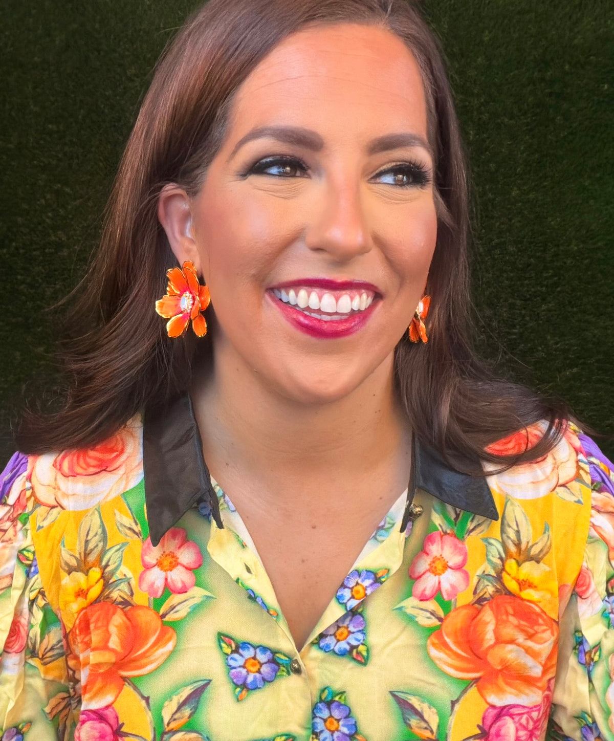 Sunny Day Stud Earrings - Neon Orange