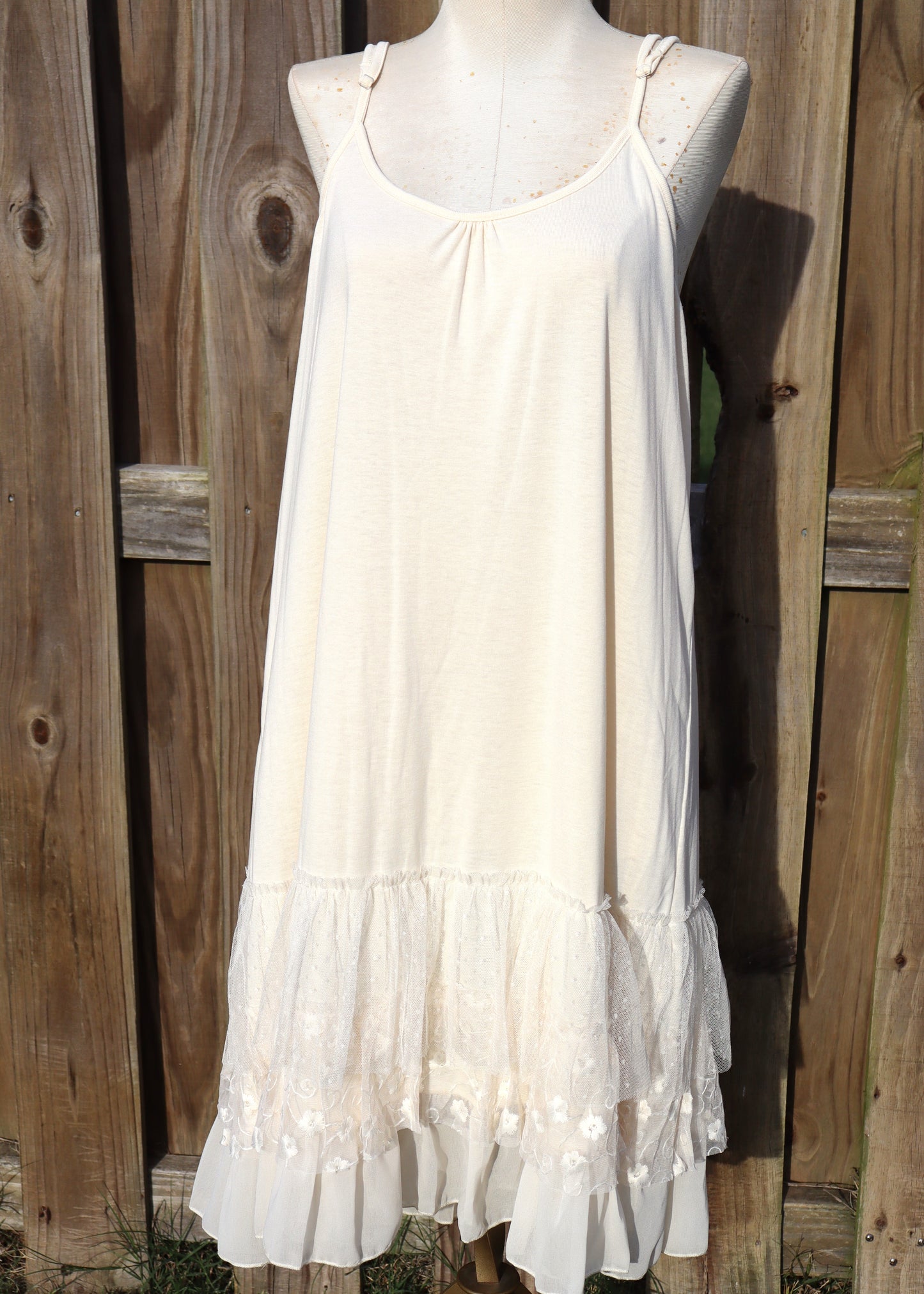 Basic Ruffle Slip Dress - Cream