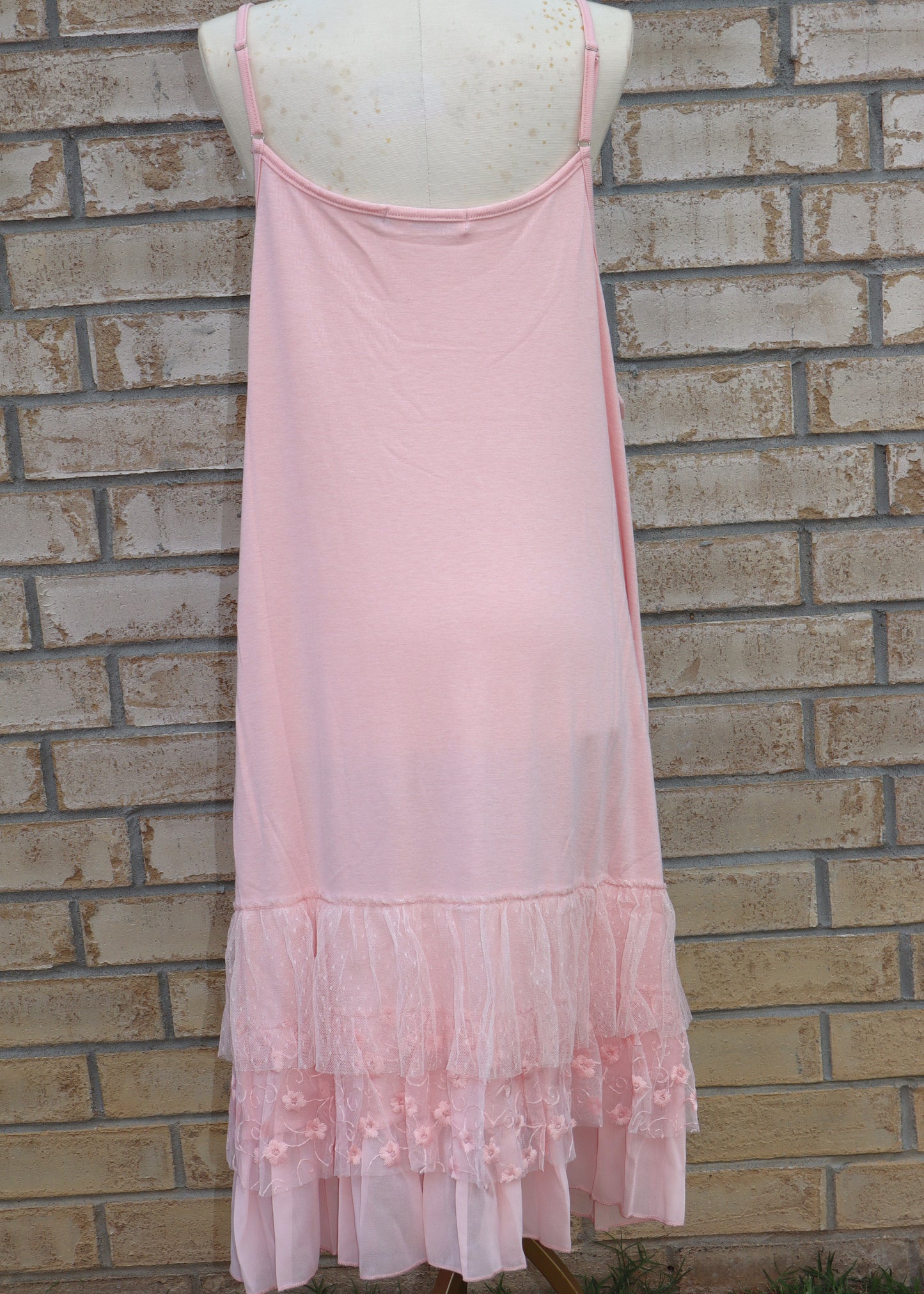 Basic Ruffle Slip Dress - Pink
