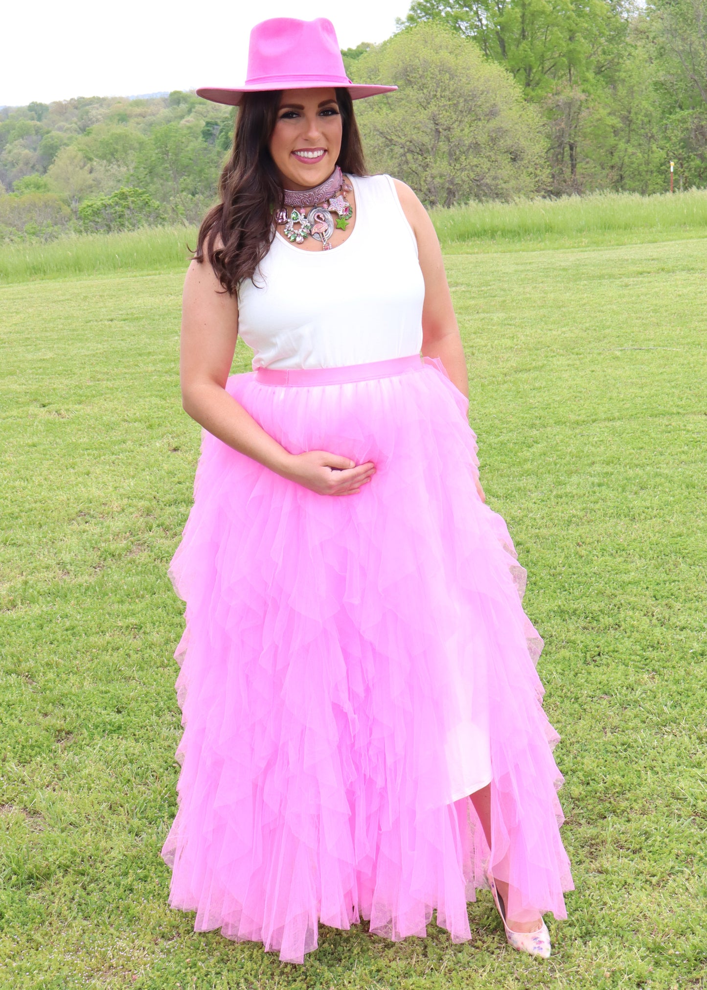 Bubble Gum Pink Tulle Maxi Skirt/Cover-up