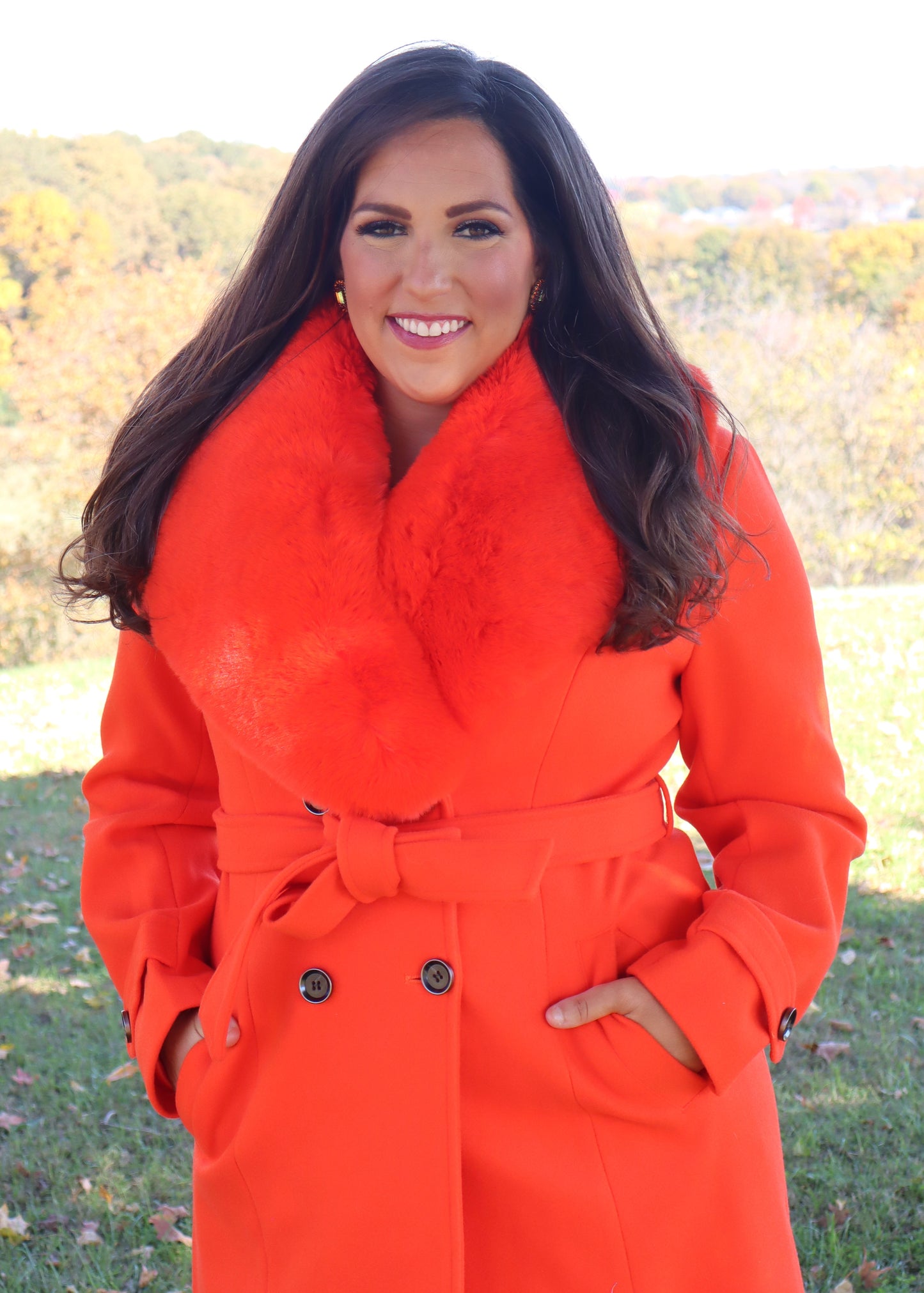 Citrus Solstice Faux Fur Coat - Orange