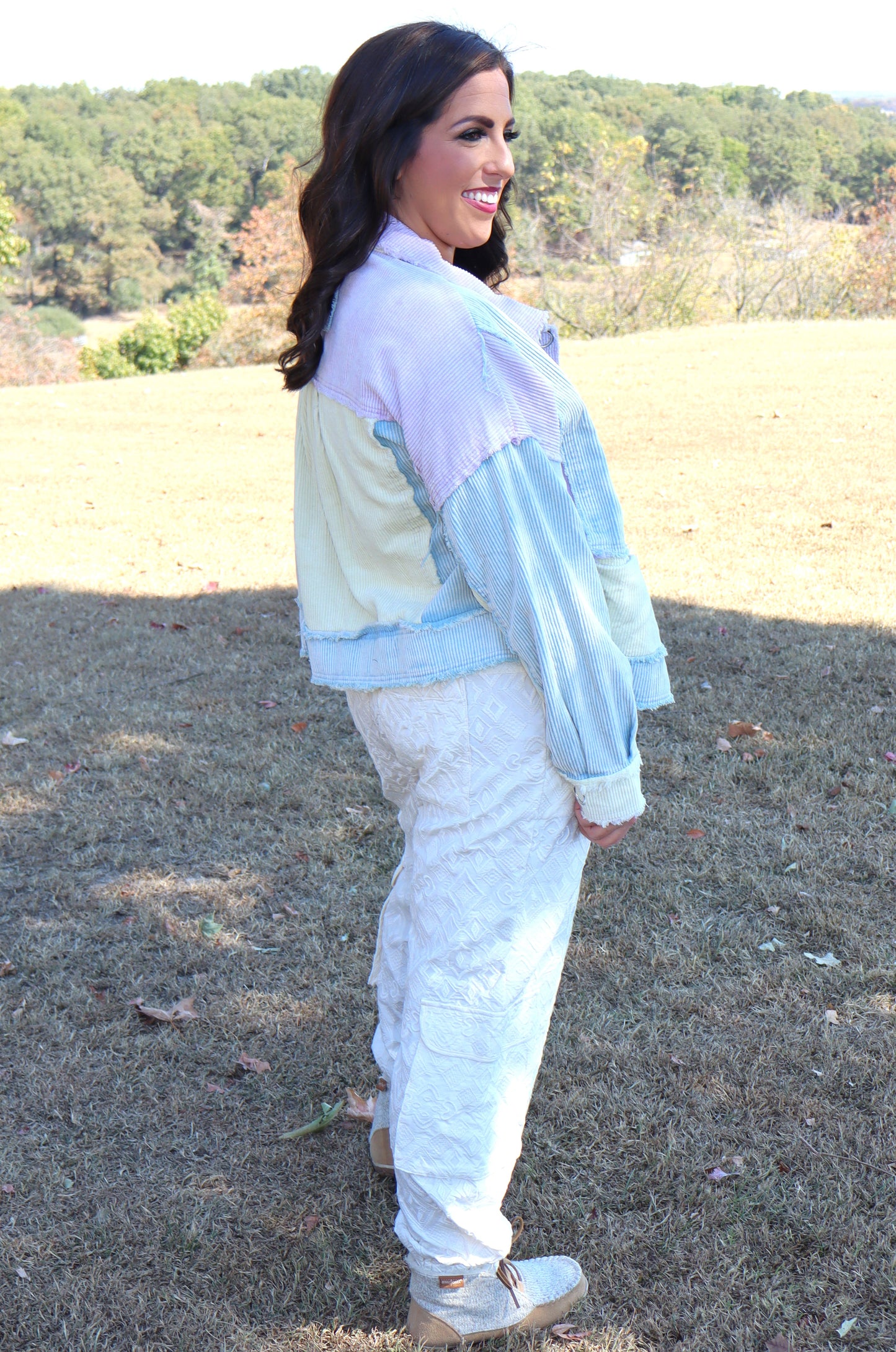 Corduroy Mixed Jacket Lavender Combo