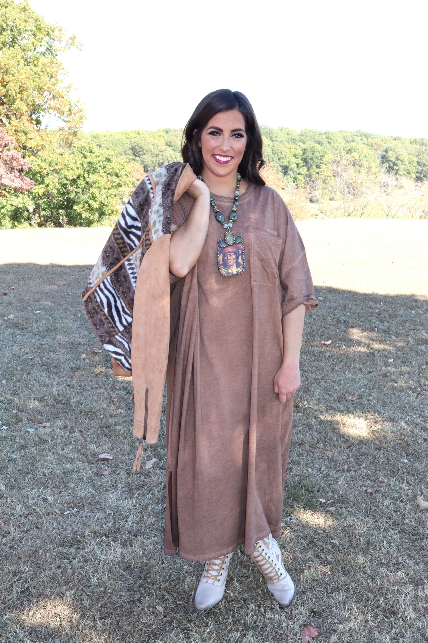 Cute Comfort Dress - Chocolate Brown