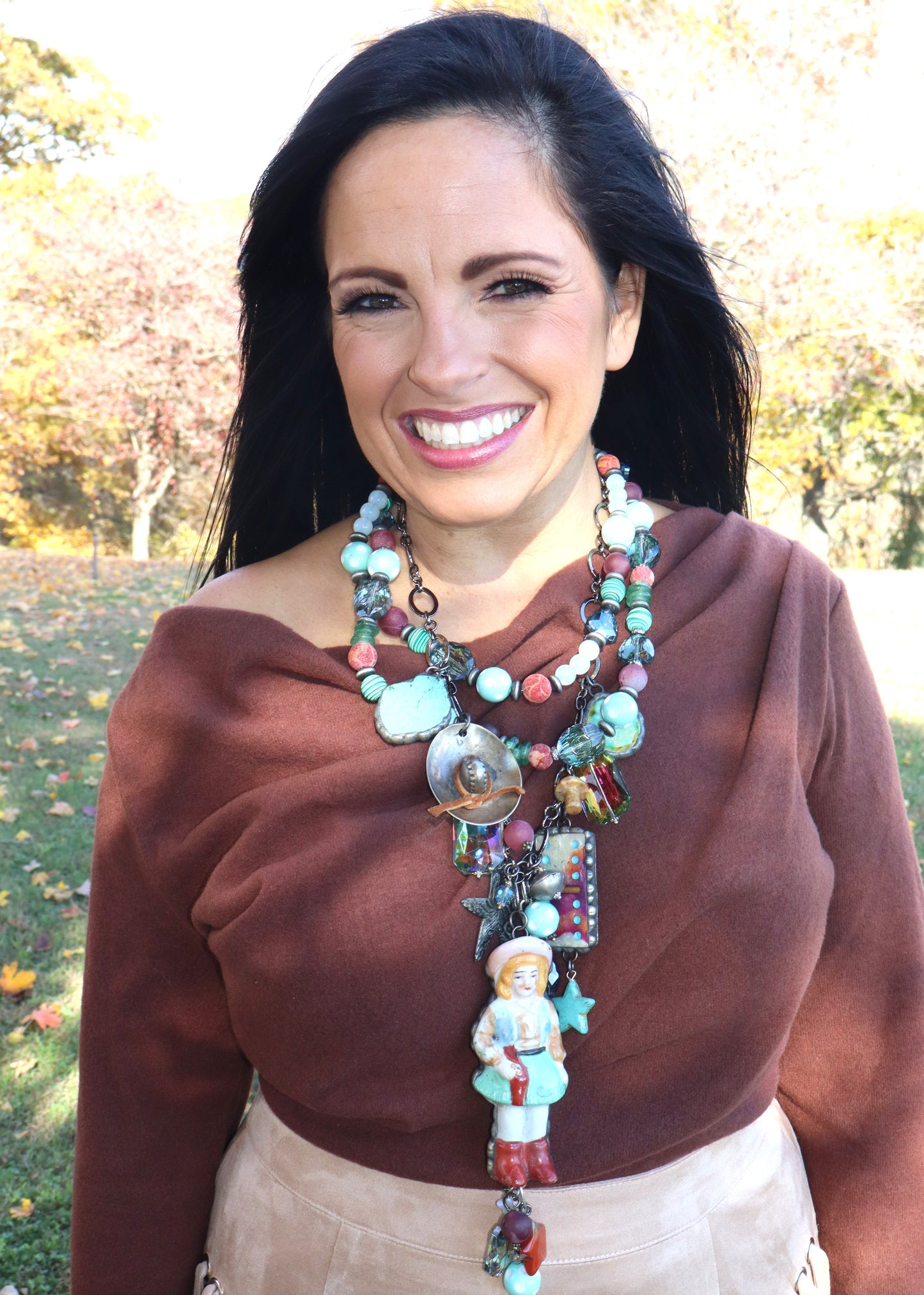 Domino Cowgirl Necklace - Mint/Kelly Green