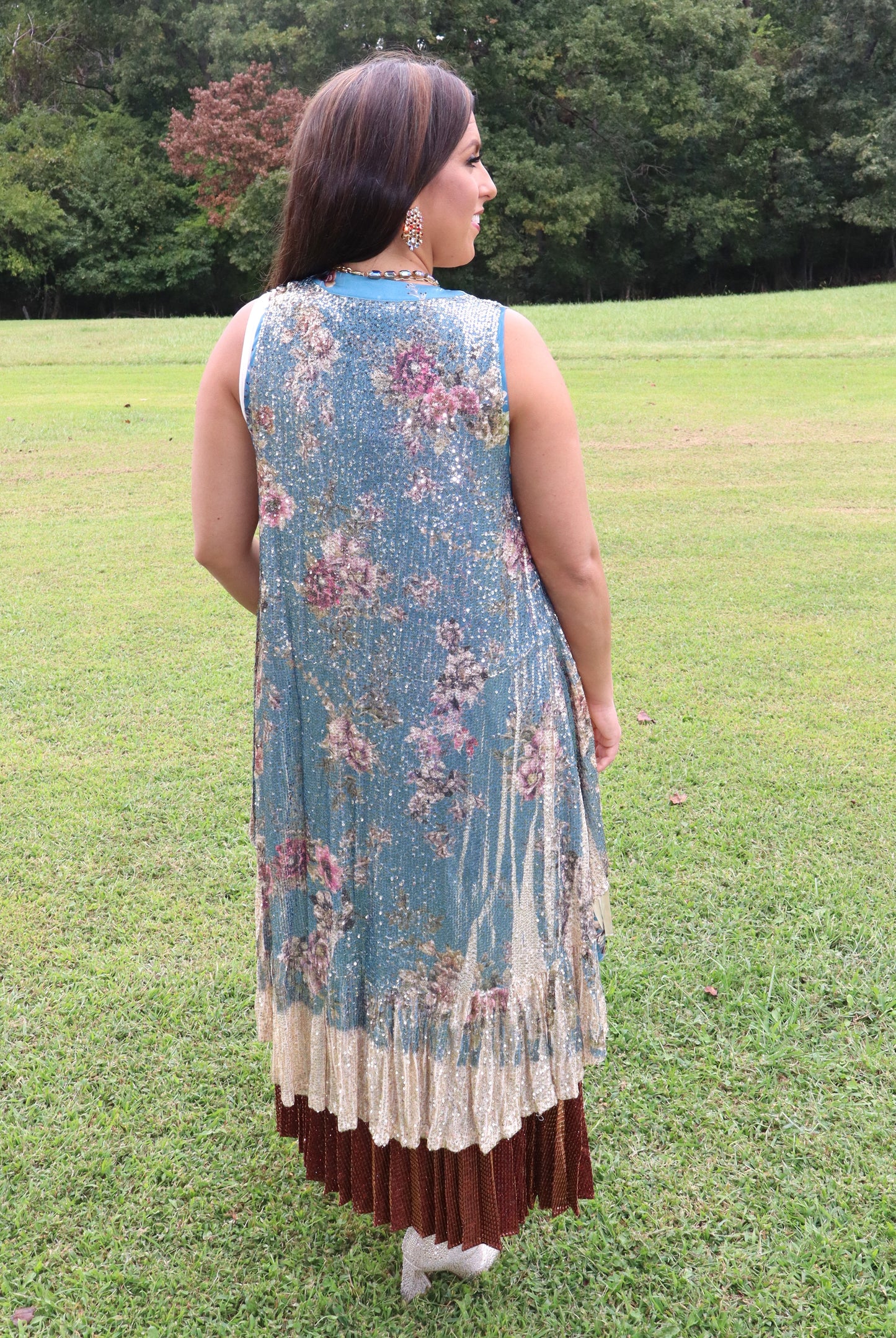 Dripping In Gold Duster - Teal