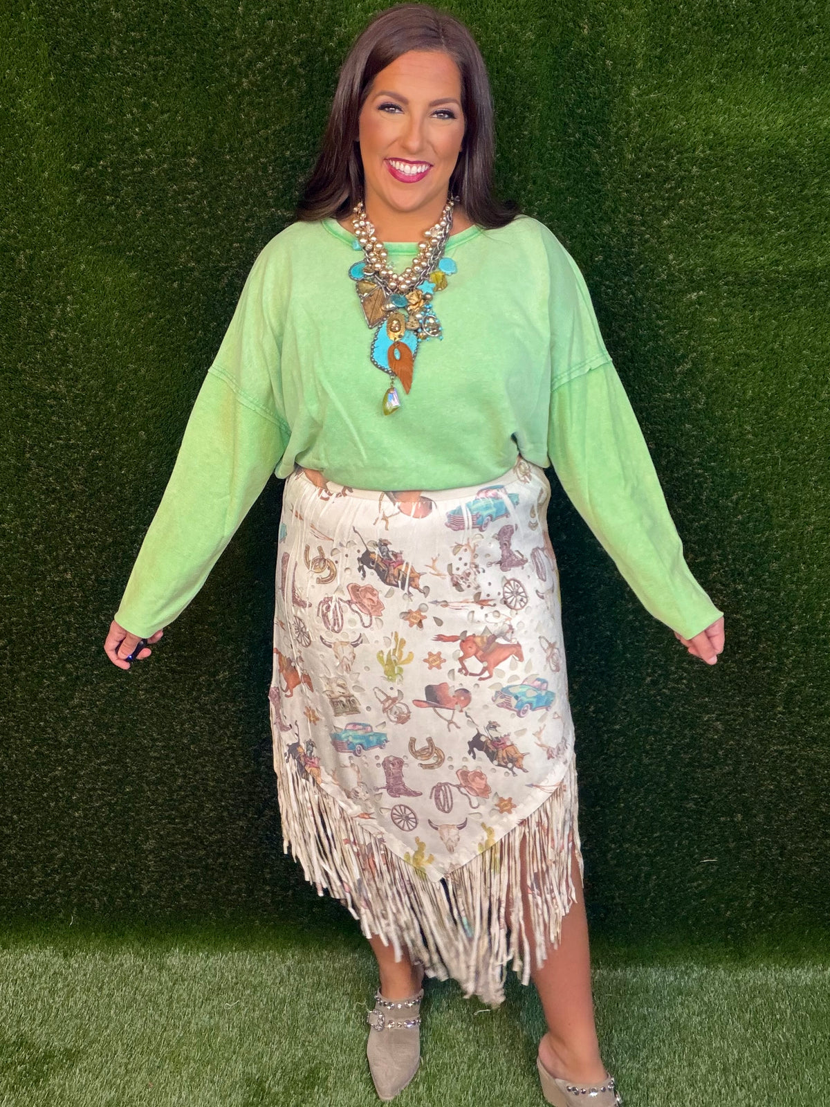 Wild West Suede Fringe V-Skirt