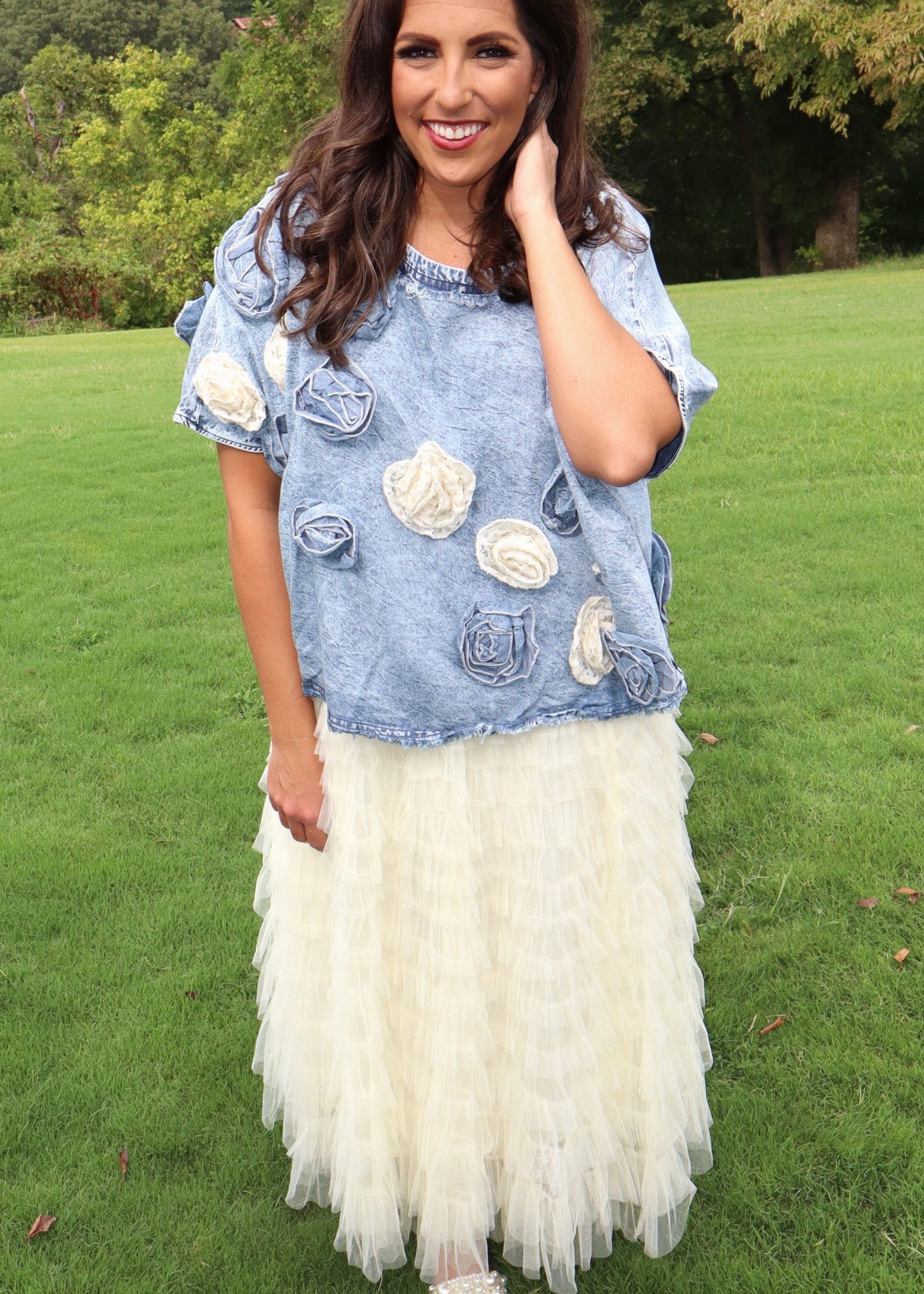 Easy To Love Ruffle Tiered Skirt - Cream