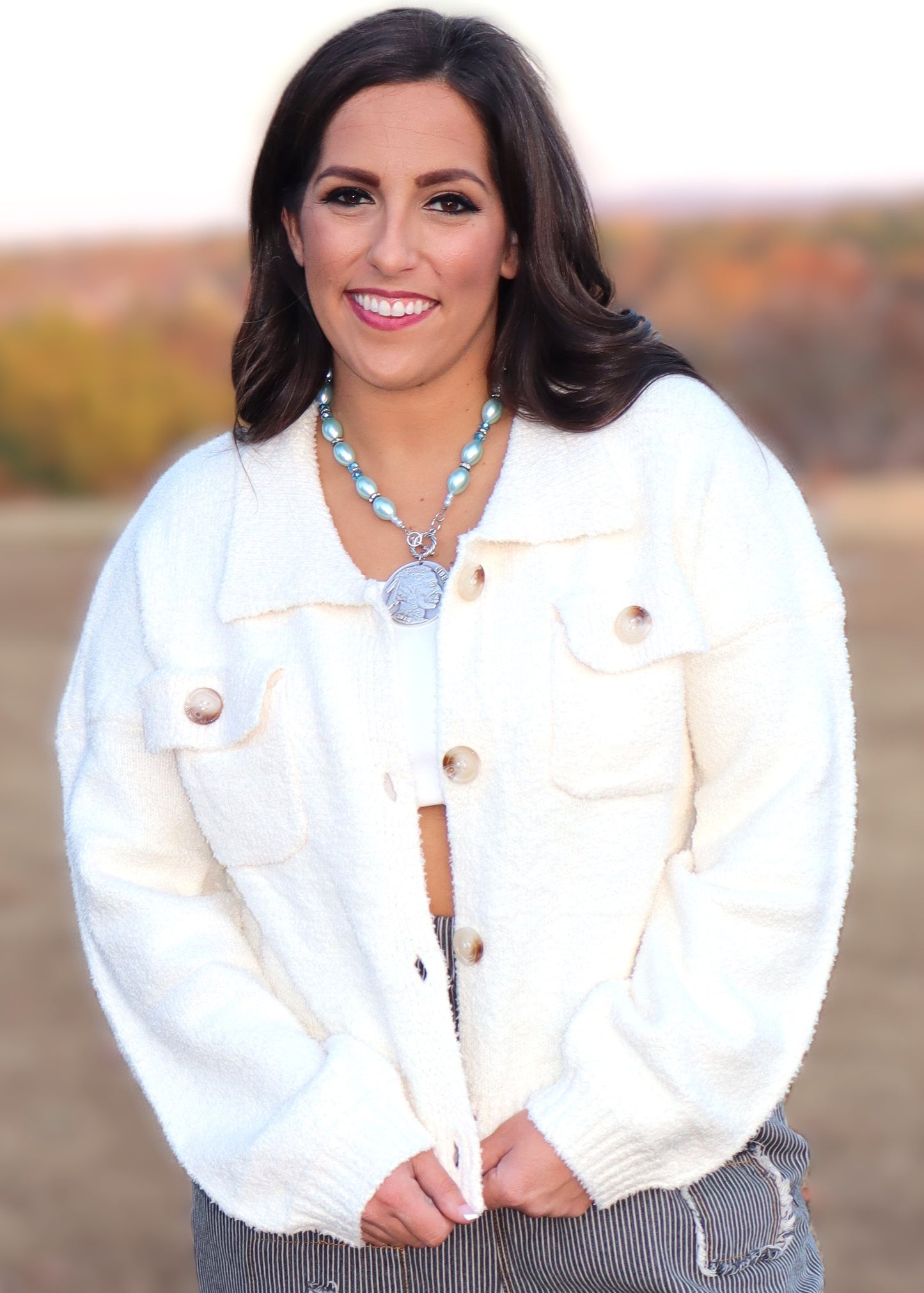 Fuzzy Cropped Sweater - Cream