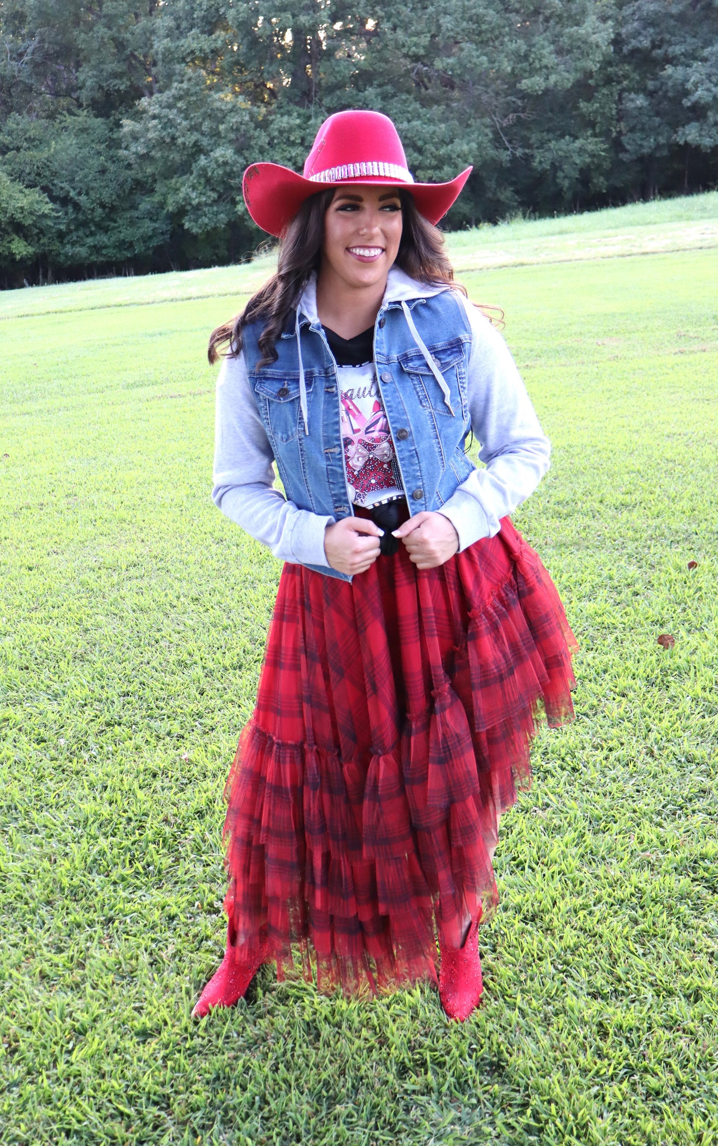 Gettin' Piggy Cowboy Hat - Red - Size Large