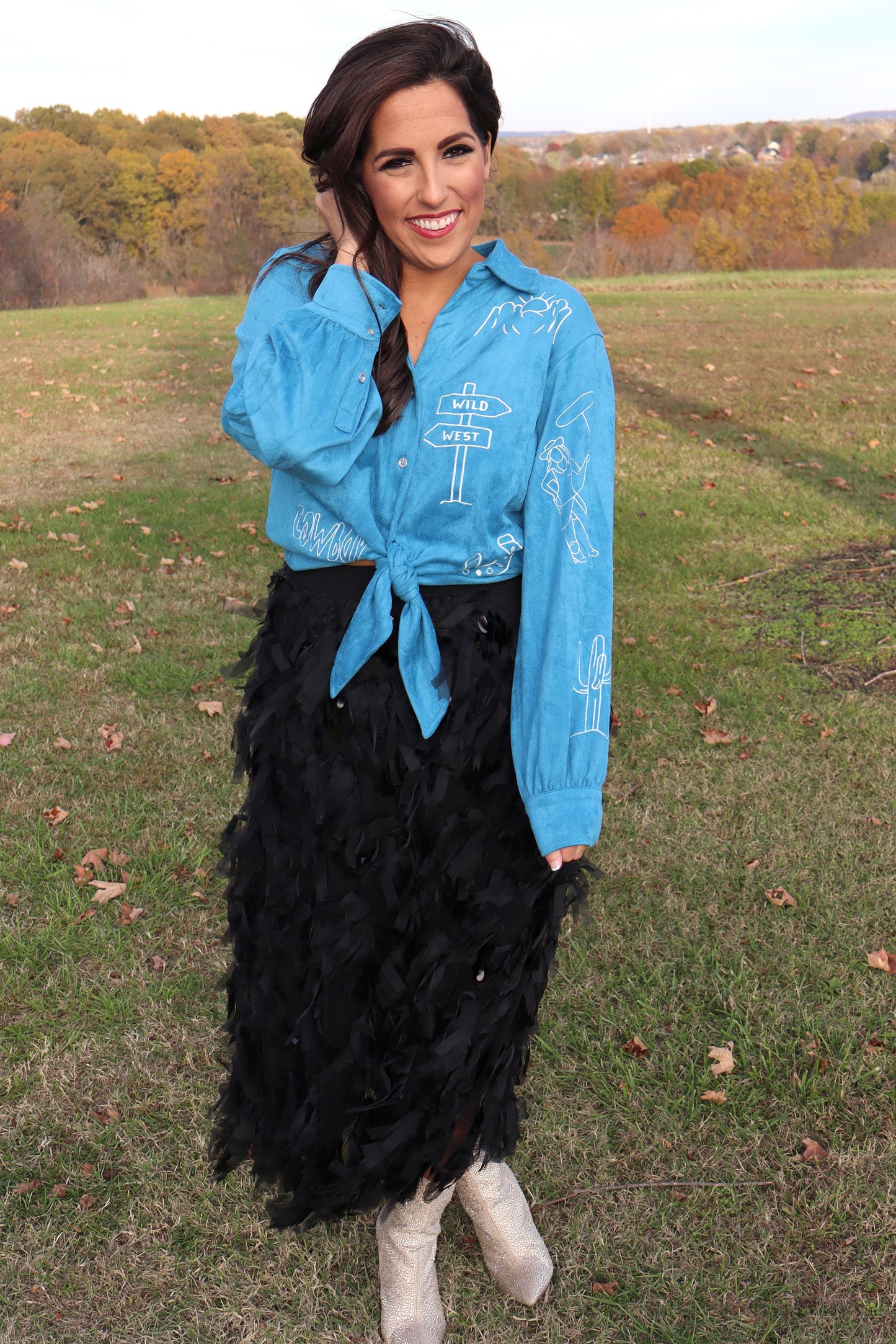 He Loves Me, He Loves Me Not Petal Skirt - Black