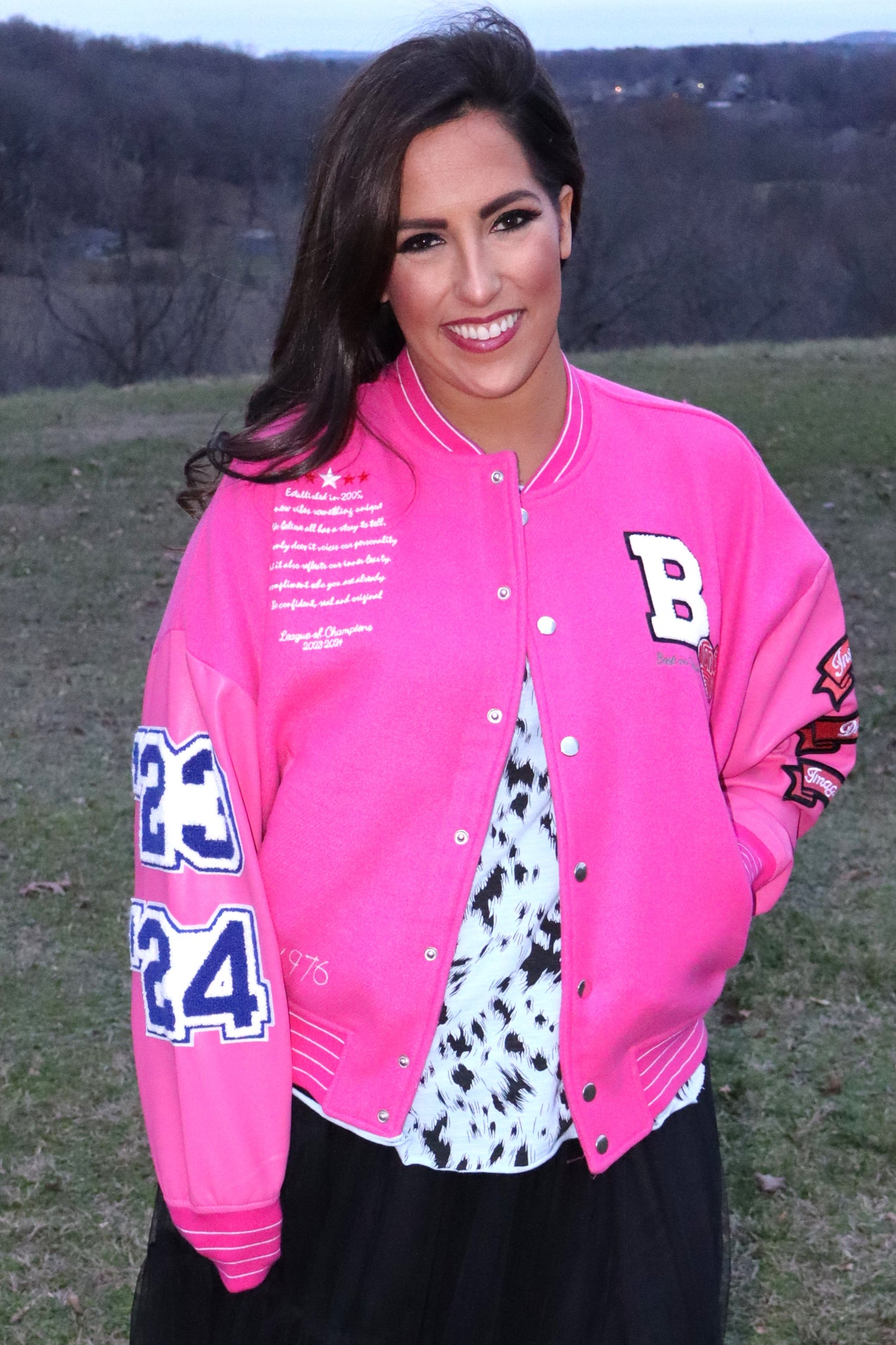 Pink Varsity Letterman Jacket - Tiger