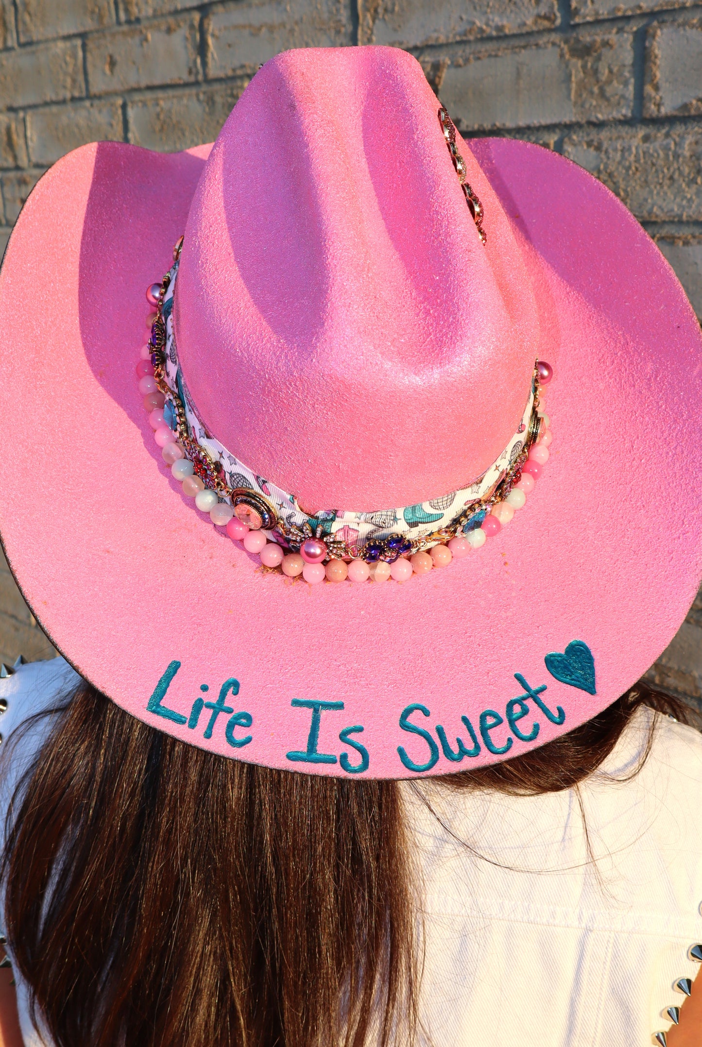 Life Is Sweet Neon Pink Cowboy Hat - Size Large