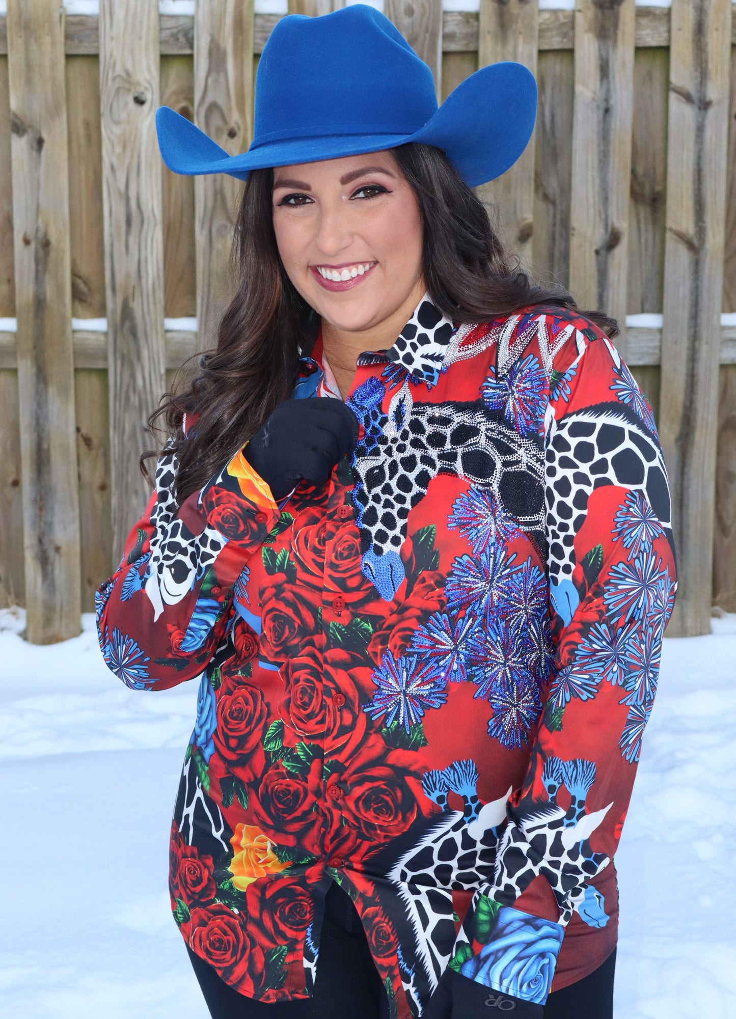 Majestic Rosy Giraffe Button-Up Shirt