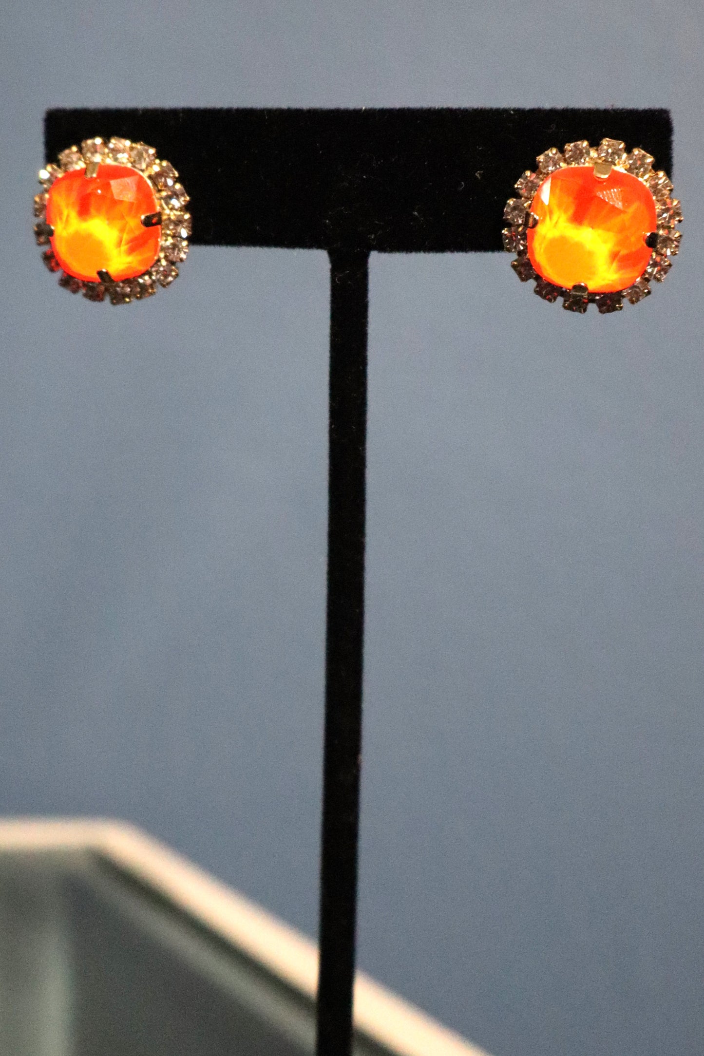 Mega Studs in POP Antique Gold - Neon Orange