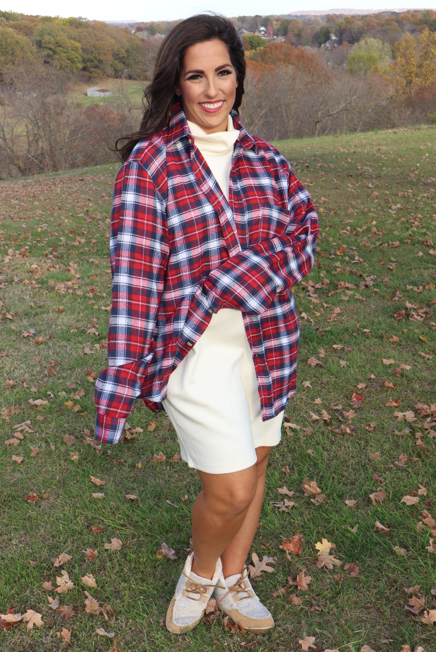 Not Offended Yet Flannel - Red/Navy