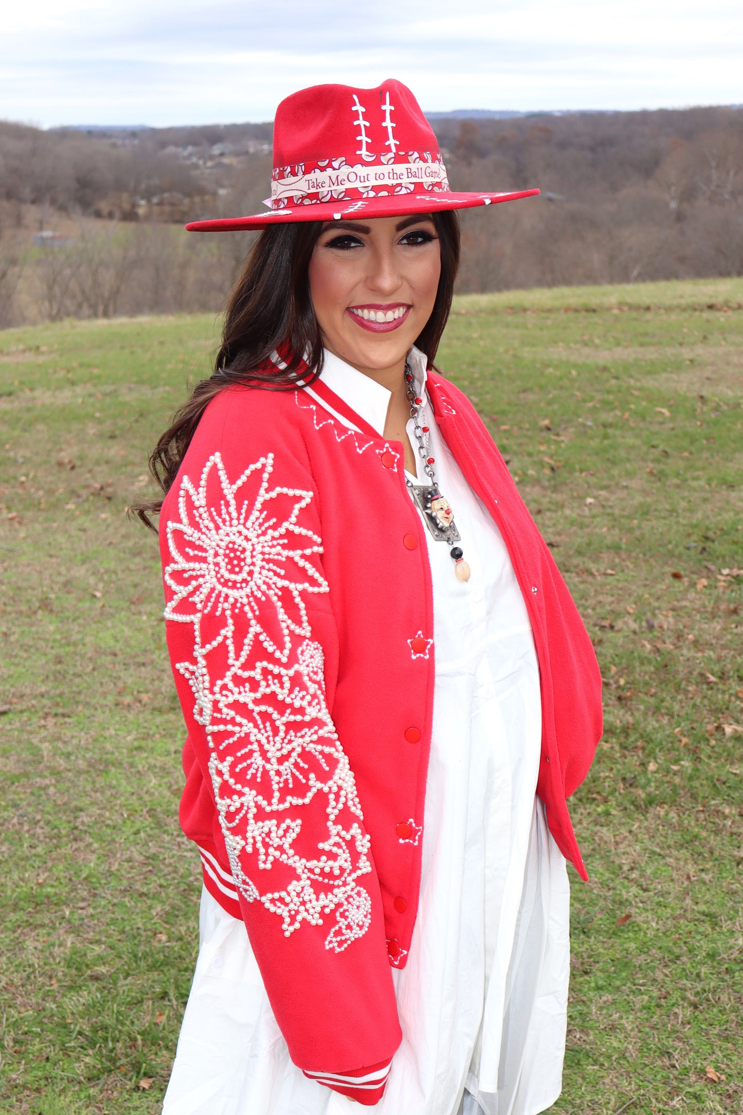 Red Pearl Varsity Letterman Jacket