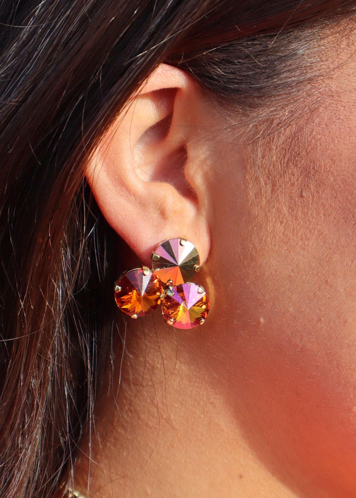 Reya Earrings in Antique Gold - Topaz