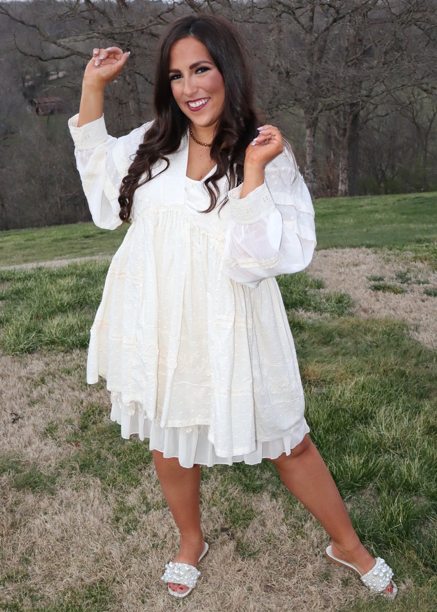 Romantic Views Tunic Dress - Cream