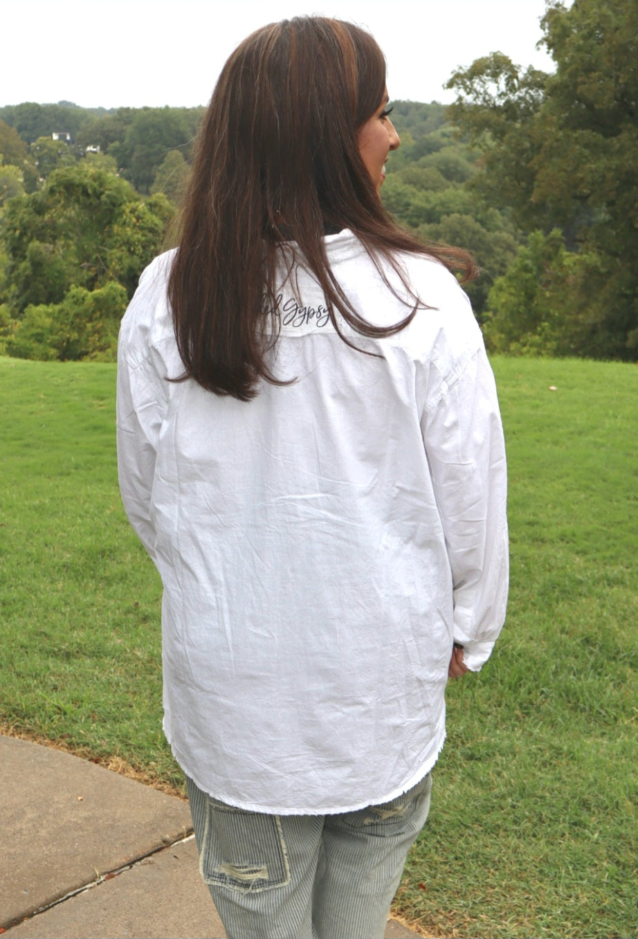 Early Morning Glow Button-Up Top - White