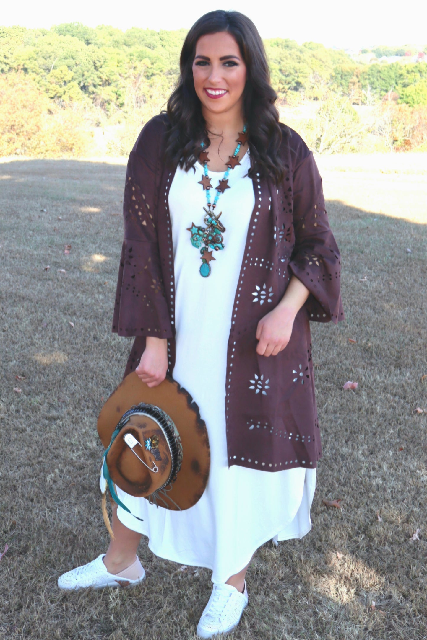 Hey There Cowgirl Kimono - Chocolate Brown