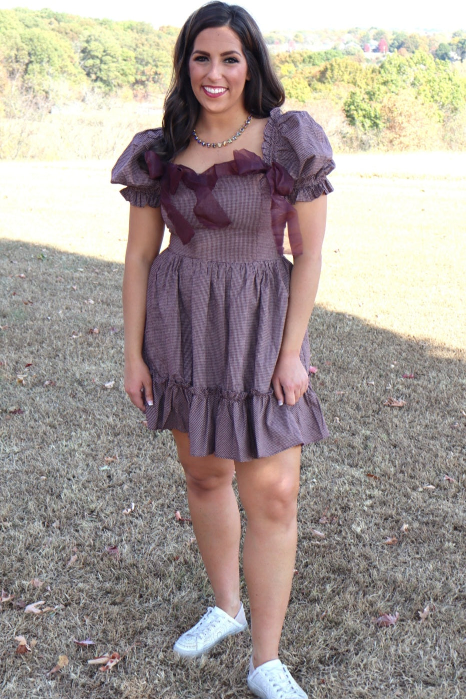 Little Miss Muffet Bow Dress Small / Dark Plum Little Miss Muffet Bow Dress Small / Dark Plum