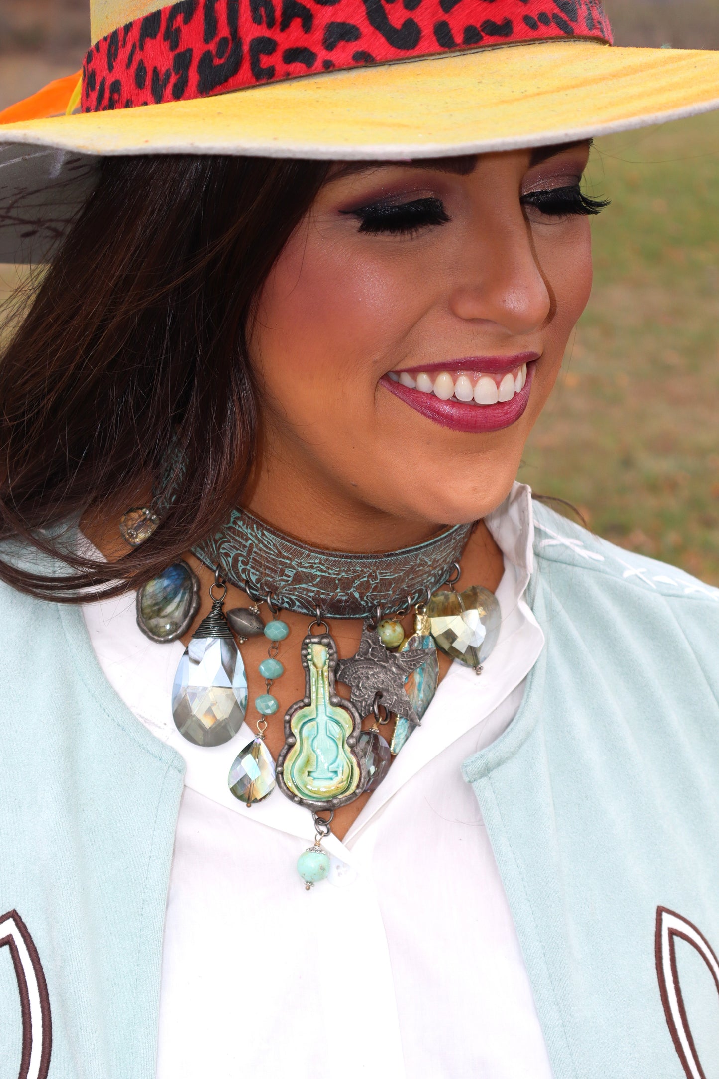 Strumming On The Guitar Choker - Turquoise