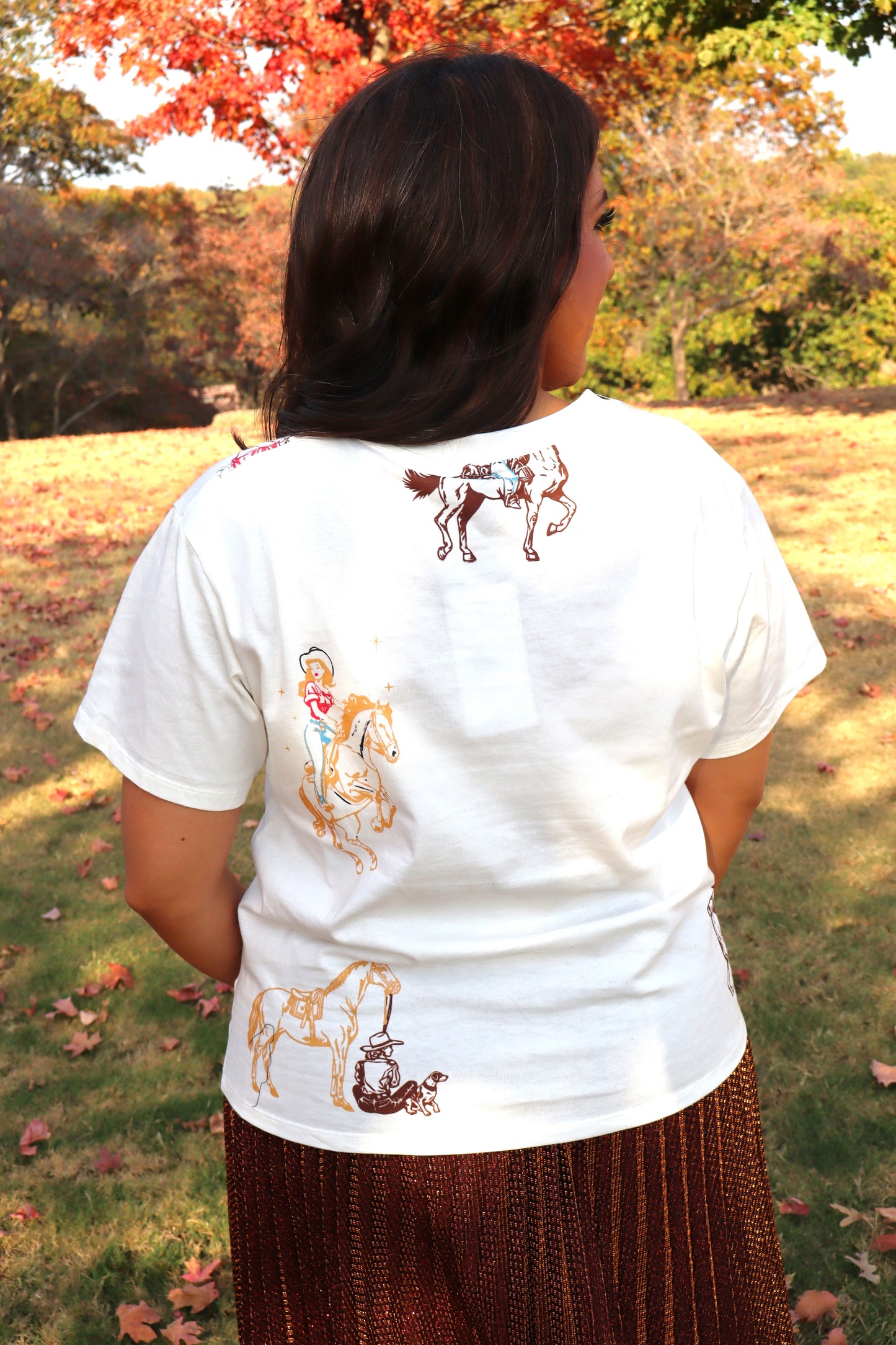 The Sporadic Cowgirl Printed T-Shirt - White
