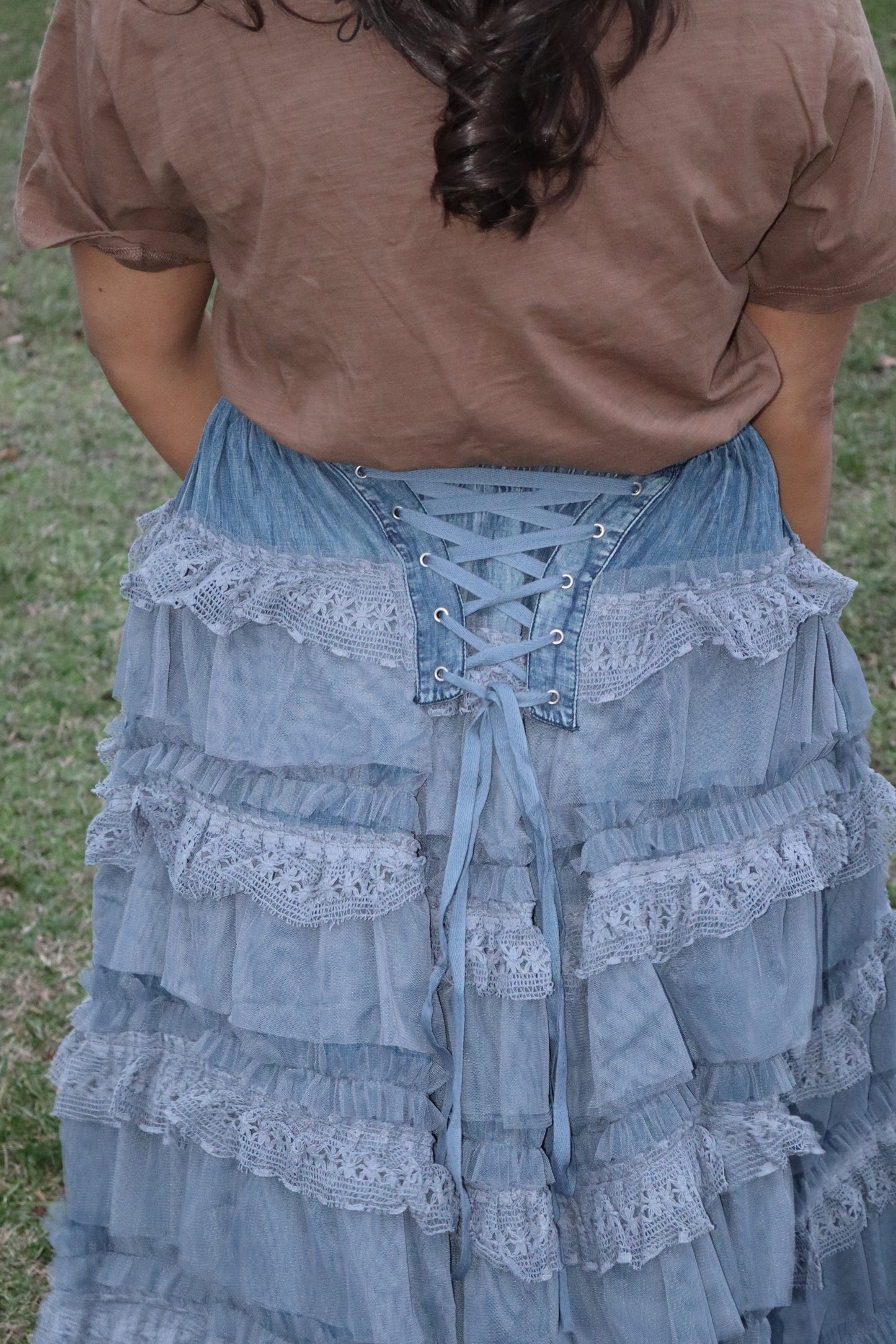 Victorian Romance Maxi Skirt - Chambray