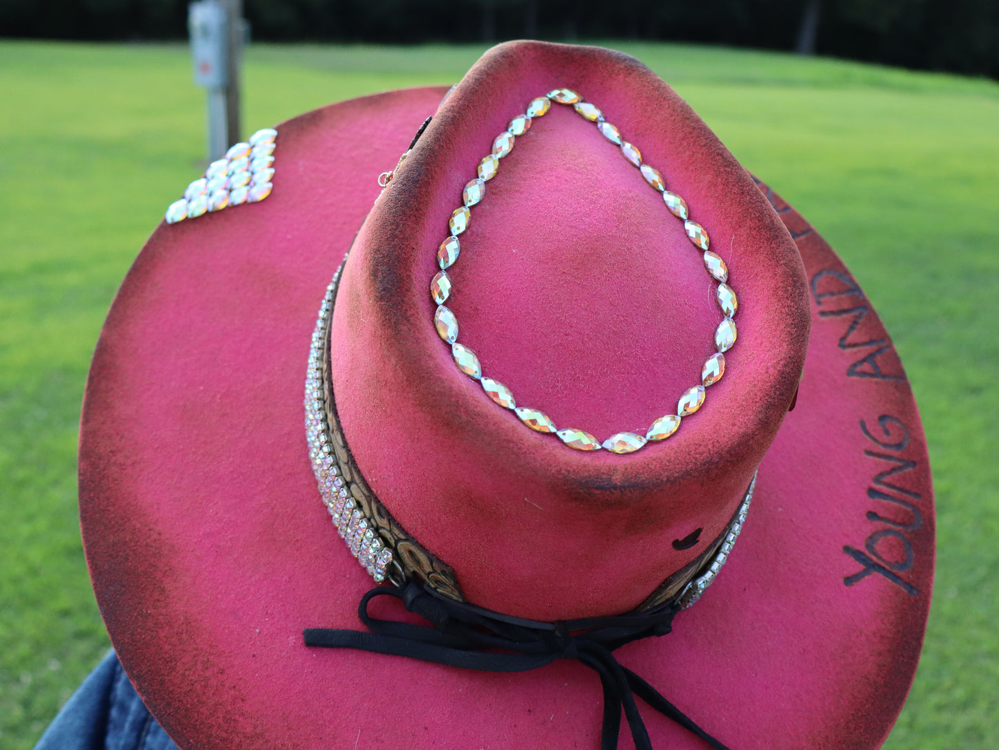 Young and Free Flat-Brimmed Hat - Pink - Size Medium