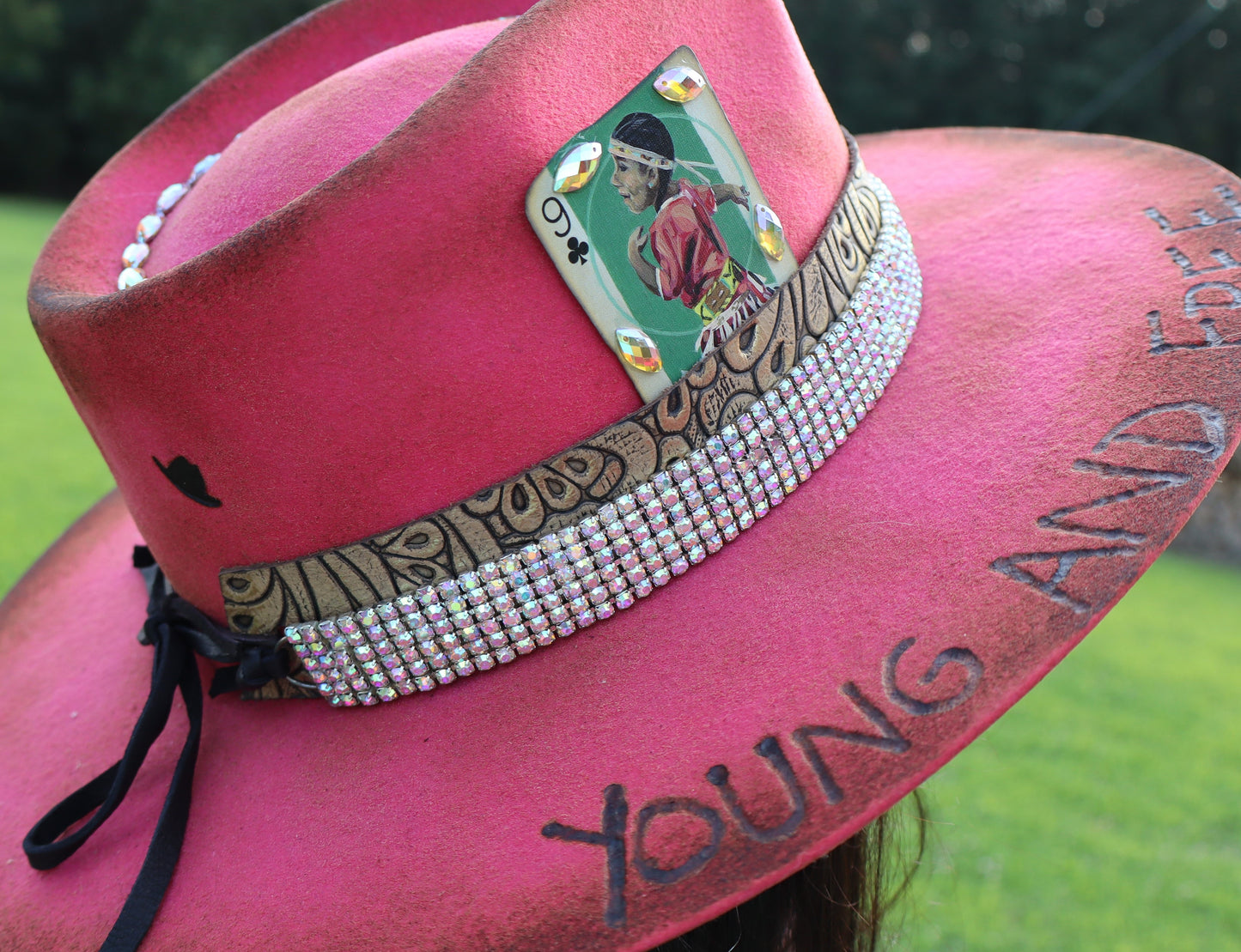 Young and Free Flat-Brimmed Hat - Pink - Size Medium