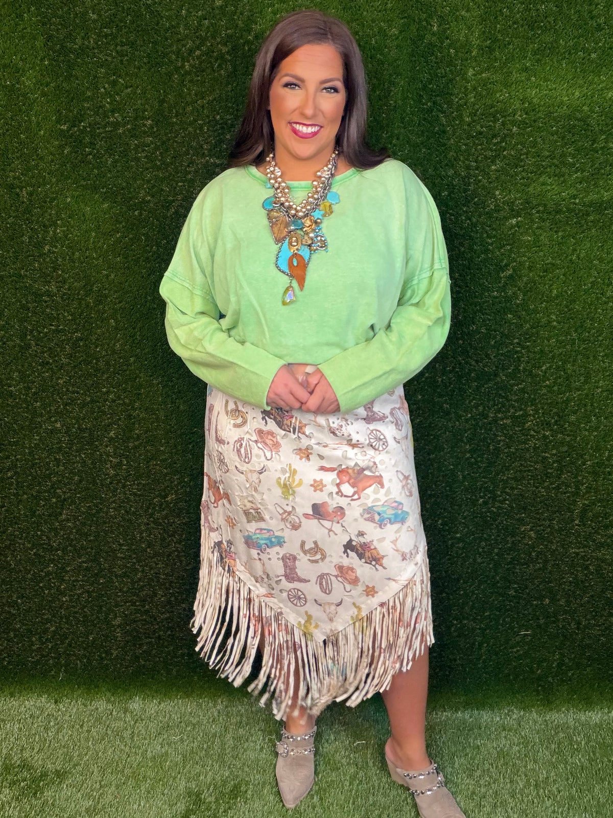 Wild West Suede Fringe V-Skirt