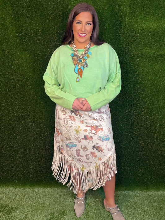 Wild West Suede Fringe V-Skirt