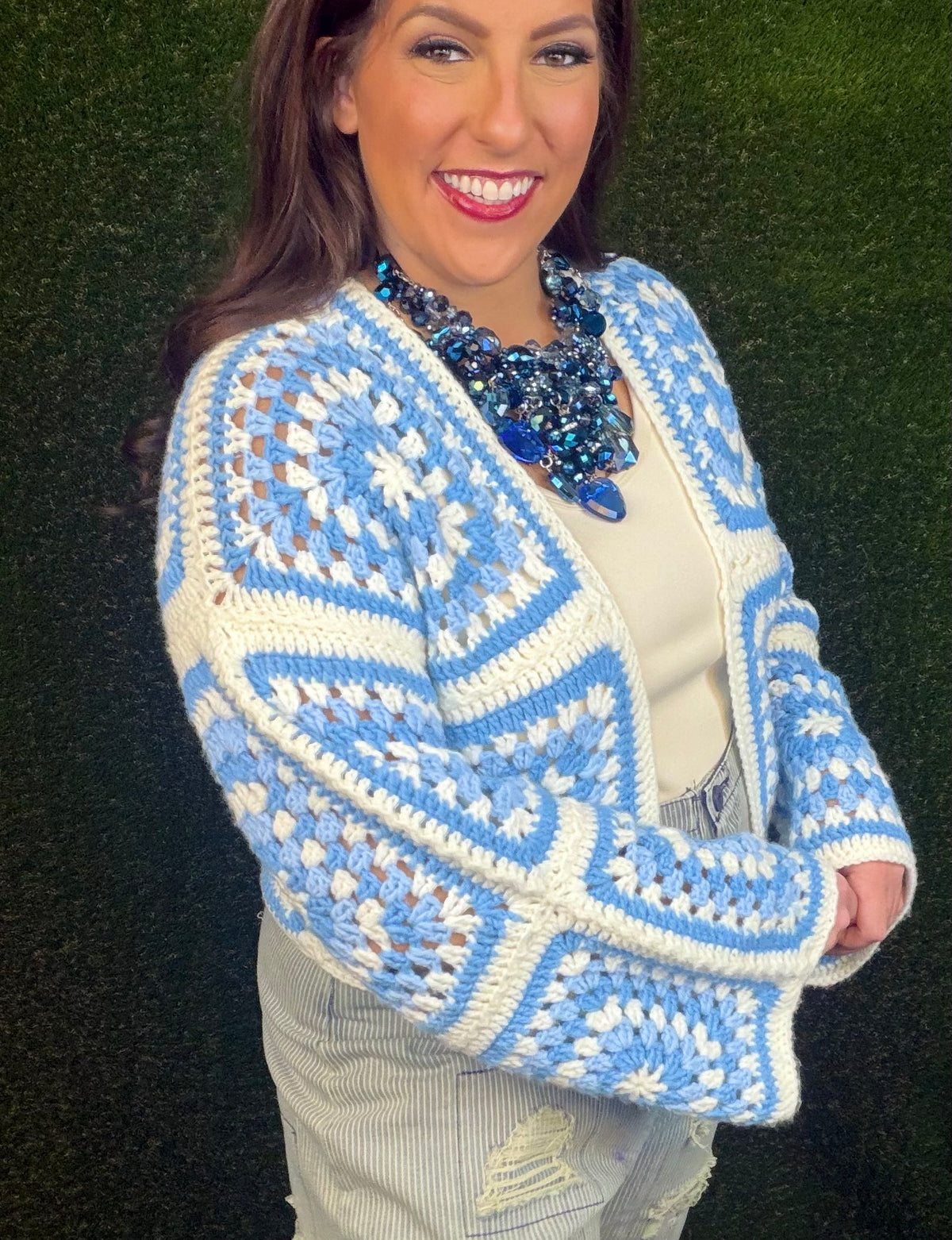 Granny Squares Cardigan - Blue