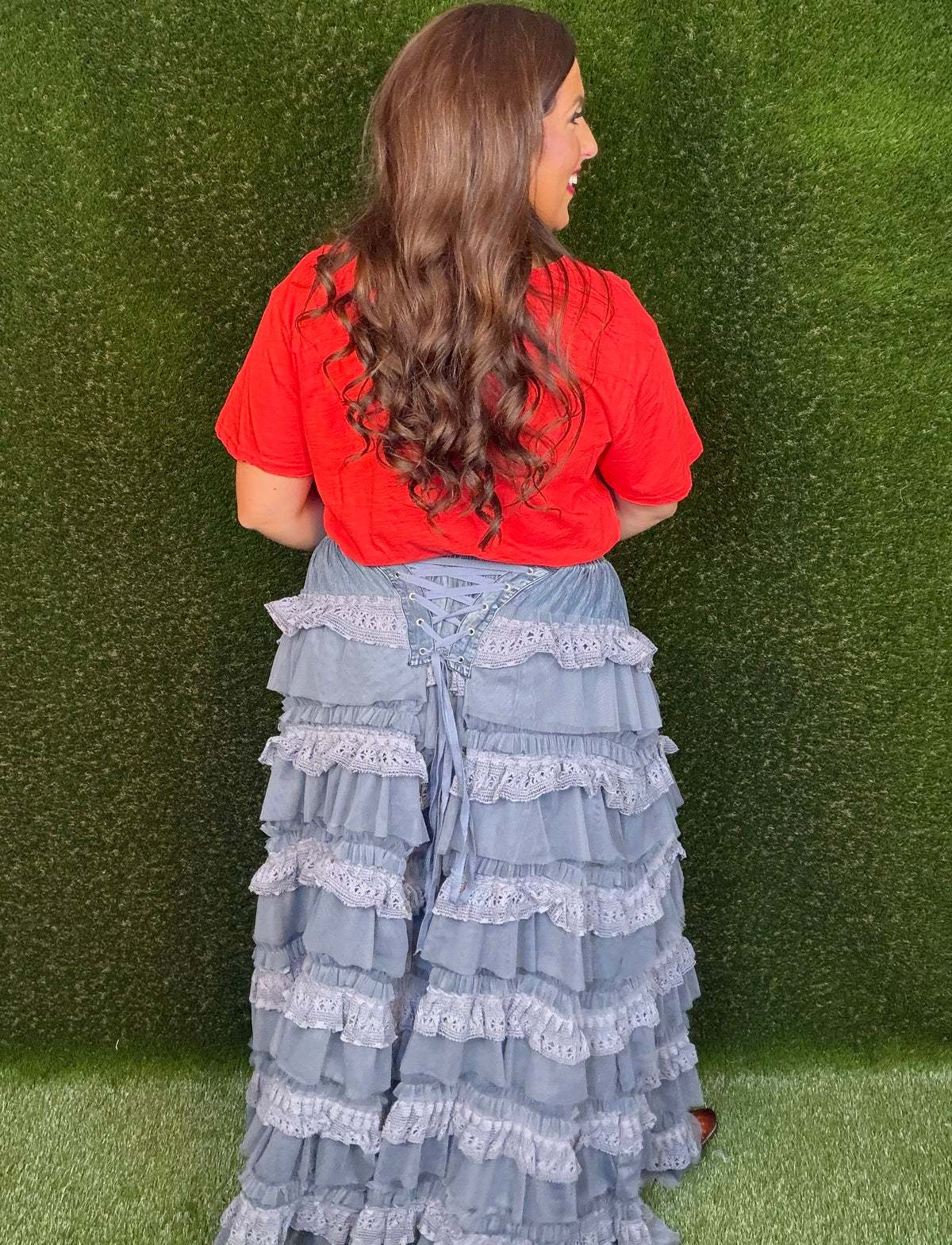 Victorian Romance Maxi Skirt - Chambray