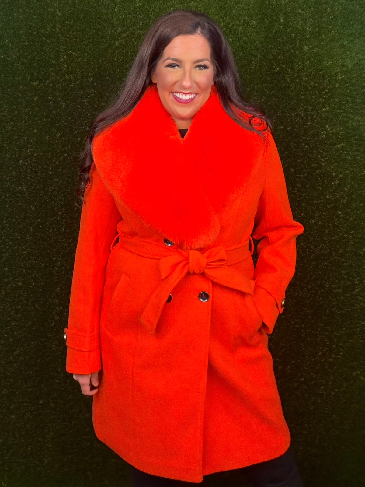 Citrus Solstice Faux Fur Coat - Rich Orange