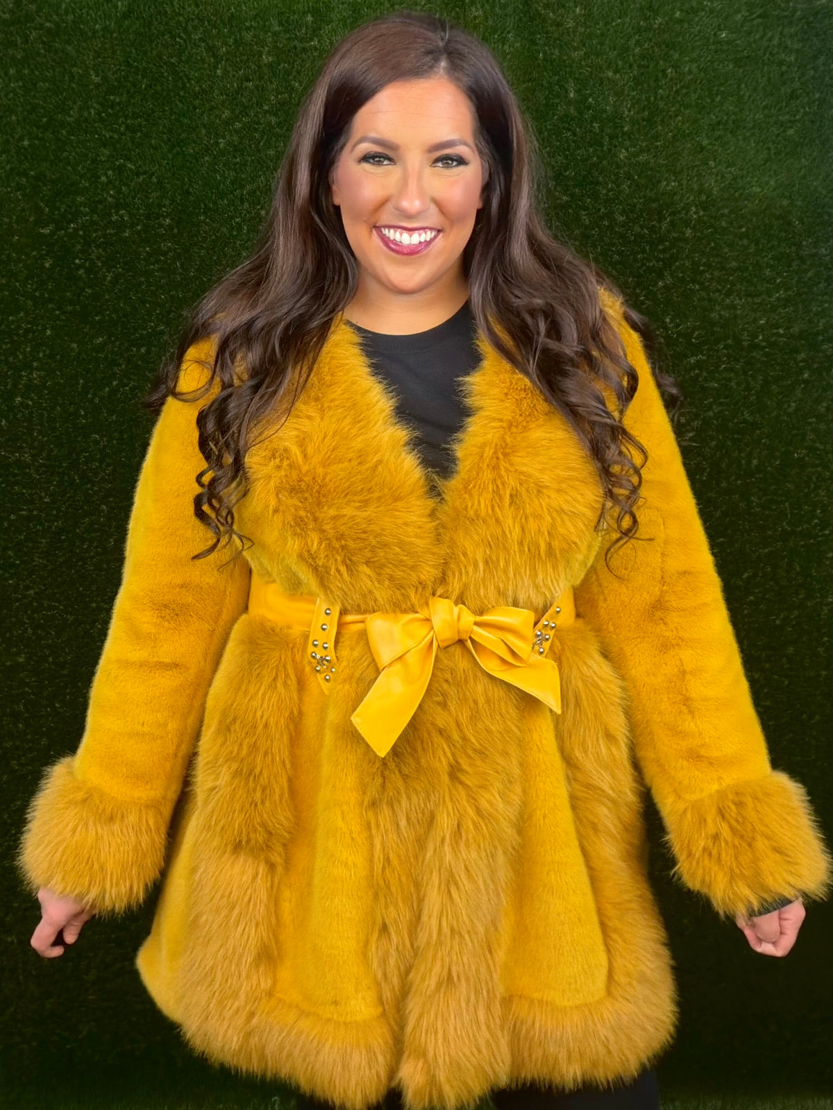 Bonnie and Clyde Fur Jacket - Mustard Gold