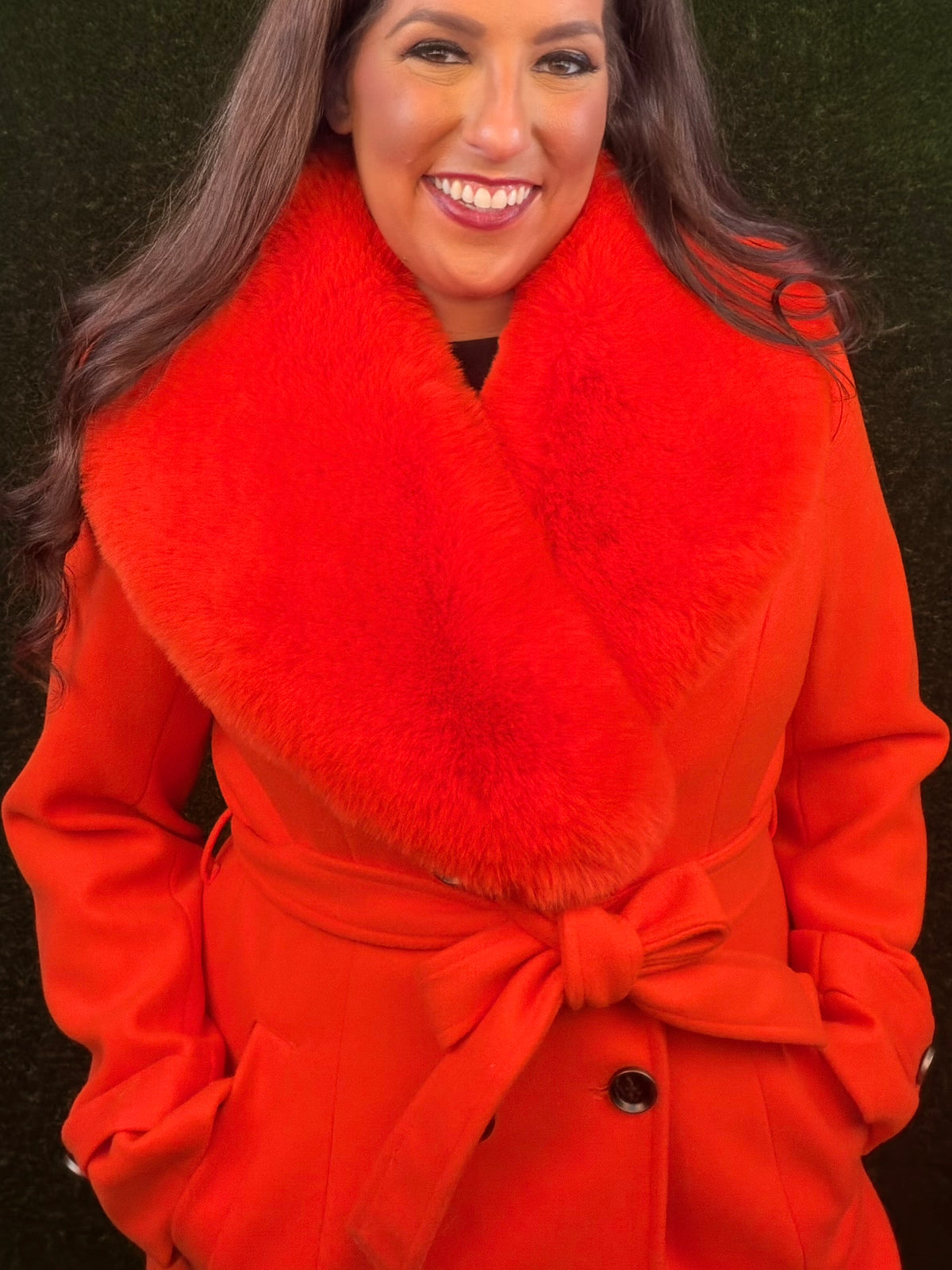 Citrus Solstice Faux Fur Coat - Rich Orange