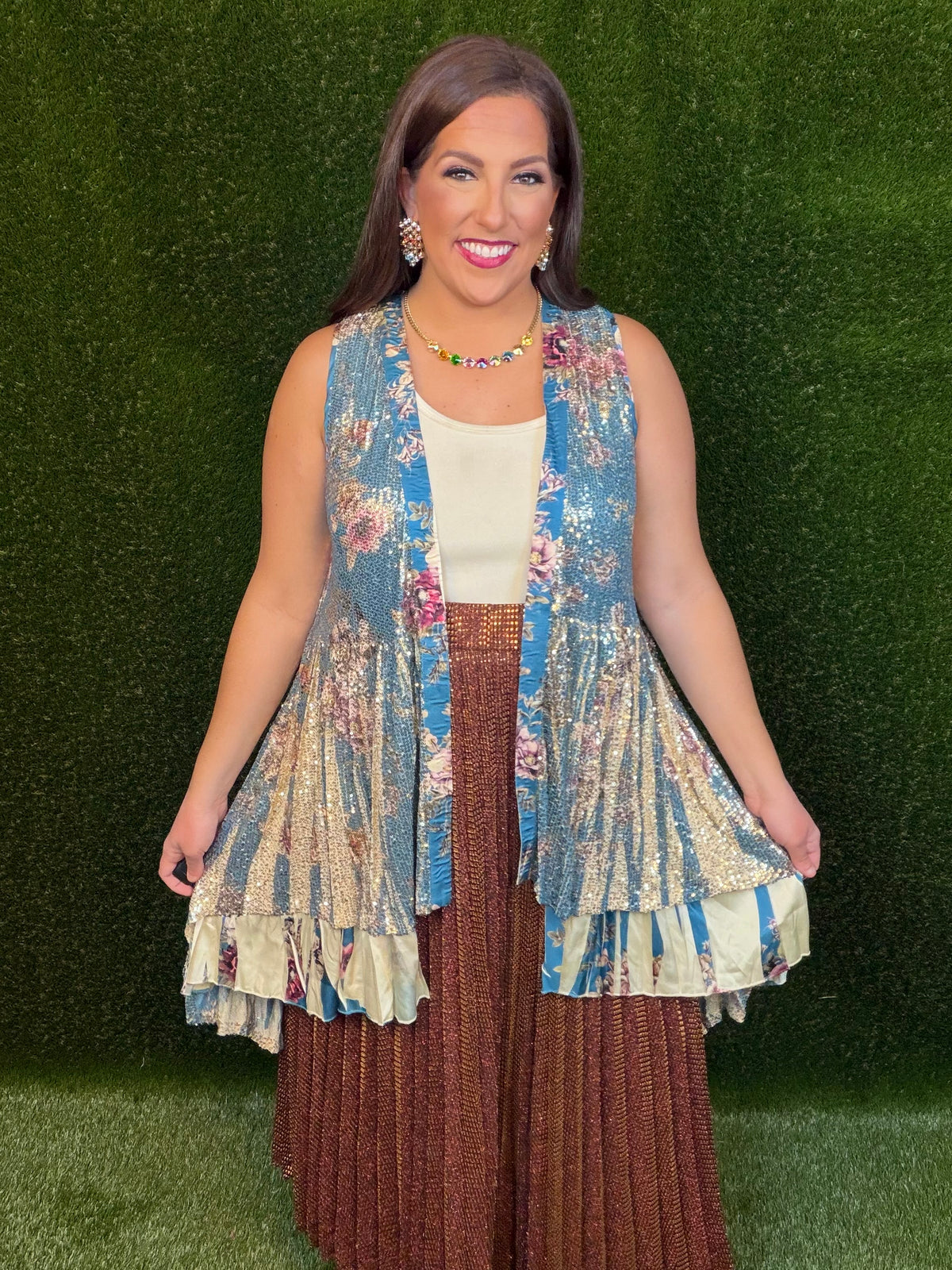 Dripping In Gold Duster - Teal