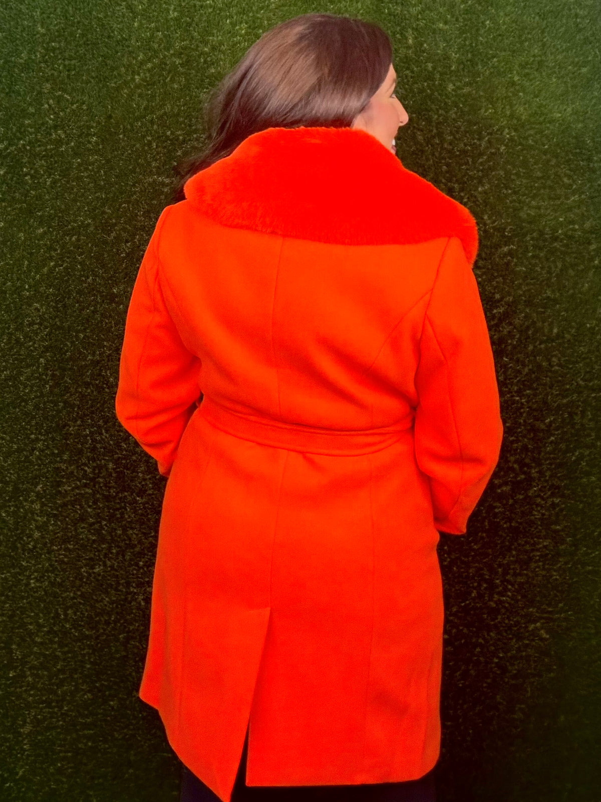 Citrus Solstice Faux Fur Coat - Rich Orange