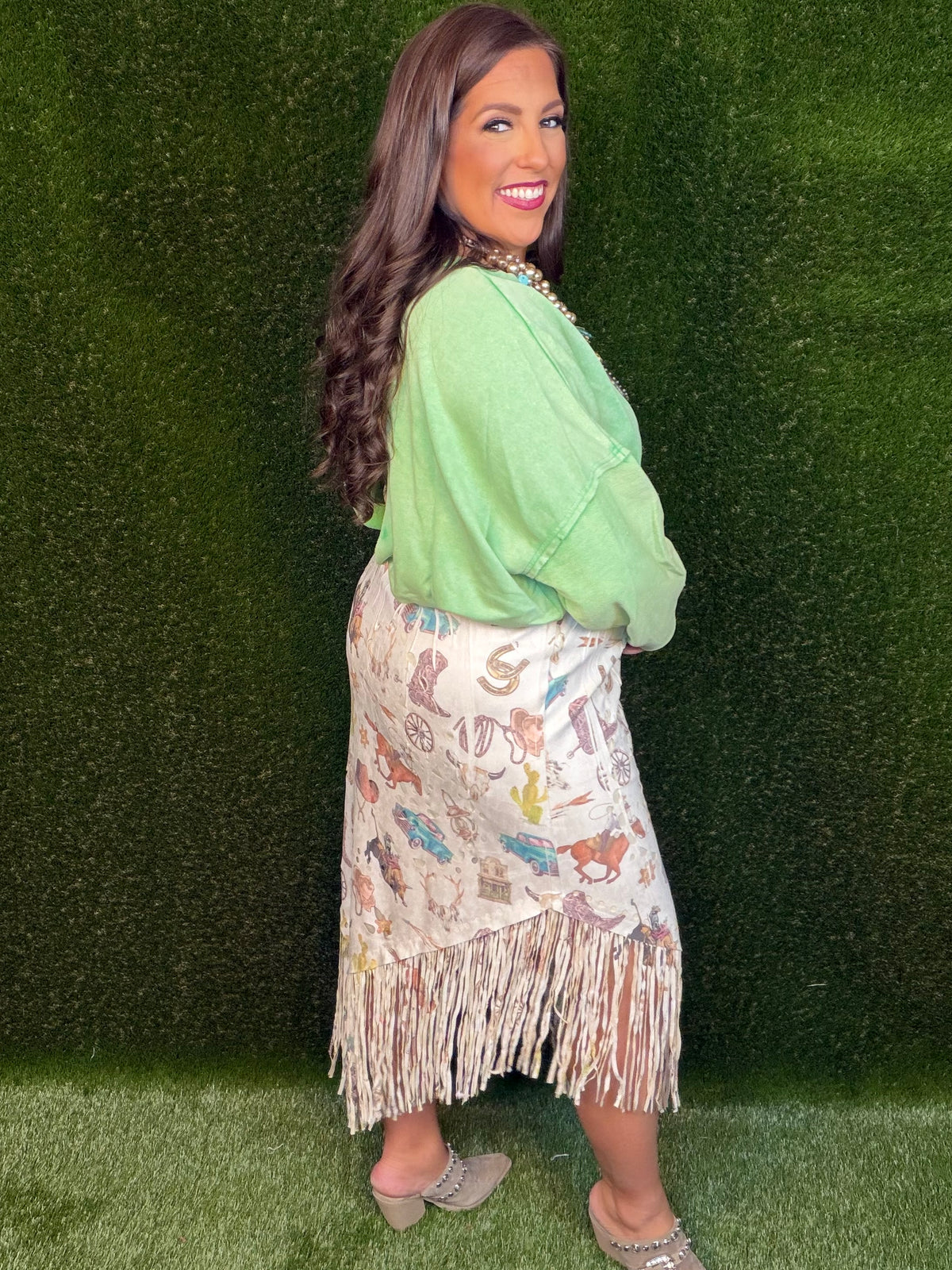 Wild West Suede Fringe V-Skirt