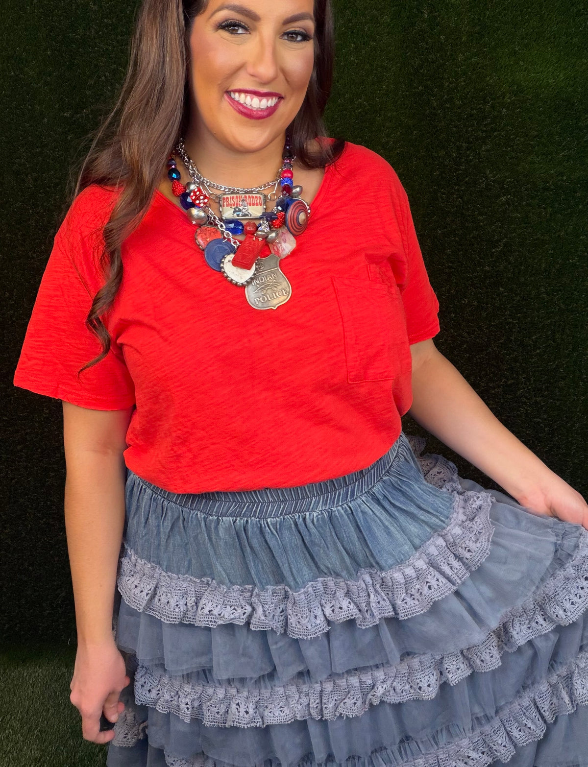 Victorian Romance Maxi Skirt - Chambray