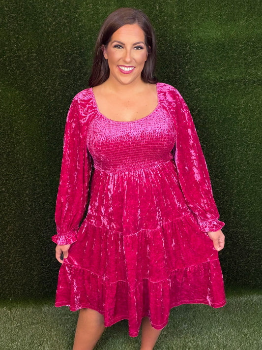 Audacious Ava Dress  - Fuchsia