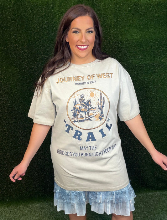 Journey Of West T-Shirt Dress - Taupe