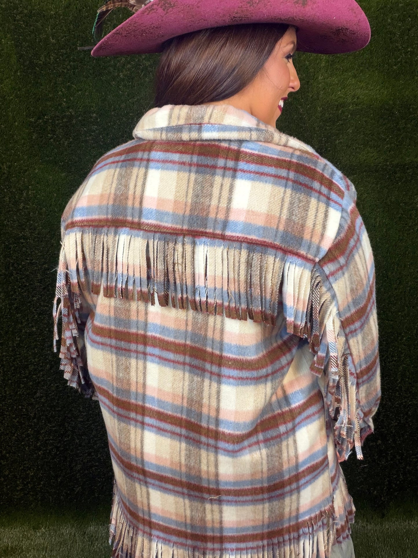 Cabin Comfort Fringe Shirt Jacket - Cranberry